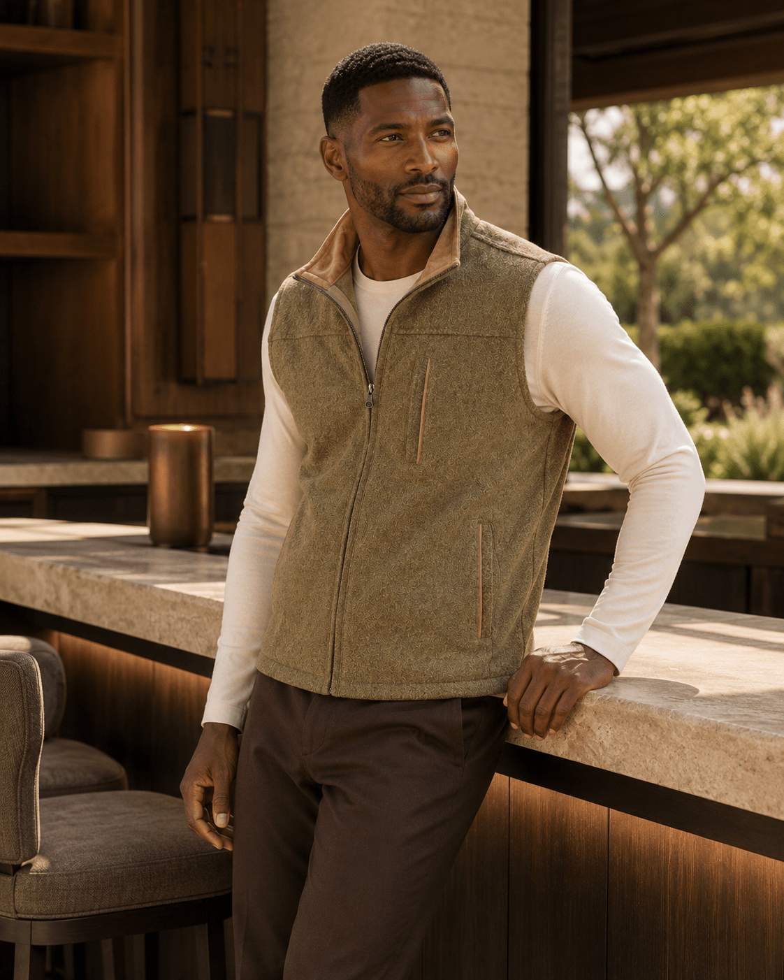 Melton Melange Full-Zip Vest - F/X Fusion - Full-Zip Vest - #color_Olive Marl