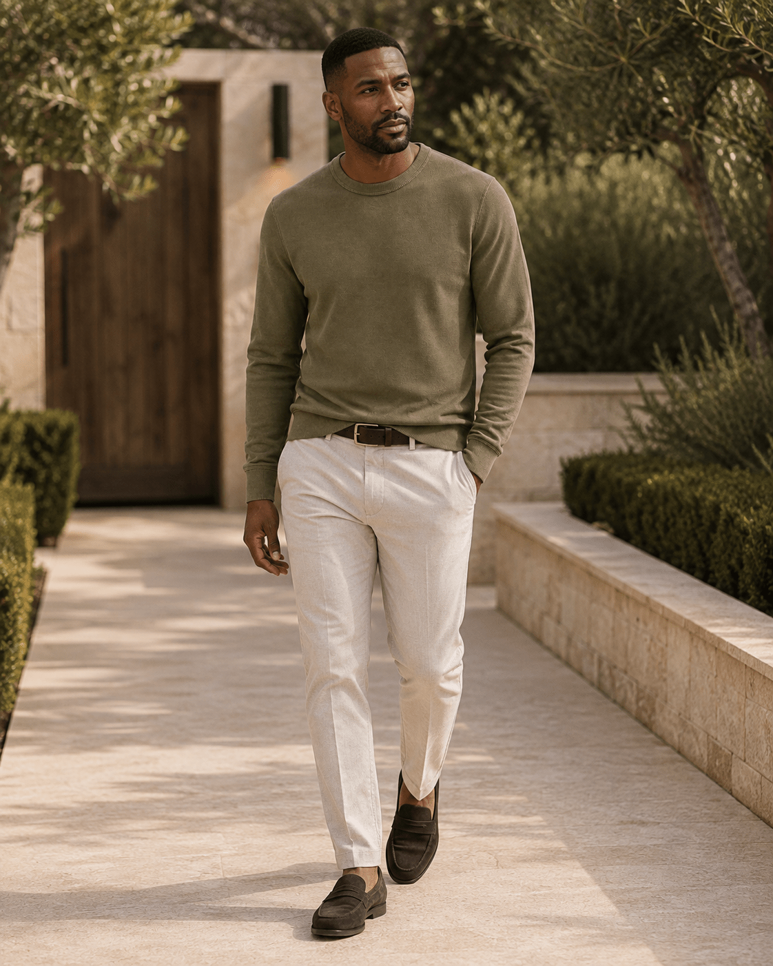 Sandwashed Thermal Crewneck Sweater - F/X Fusion - Crewneck Sweater - #color_Olive