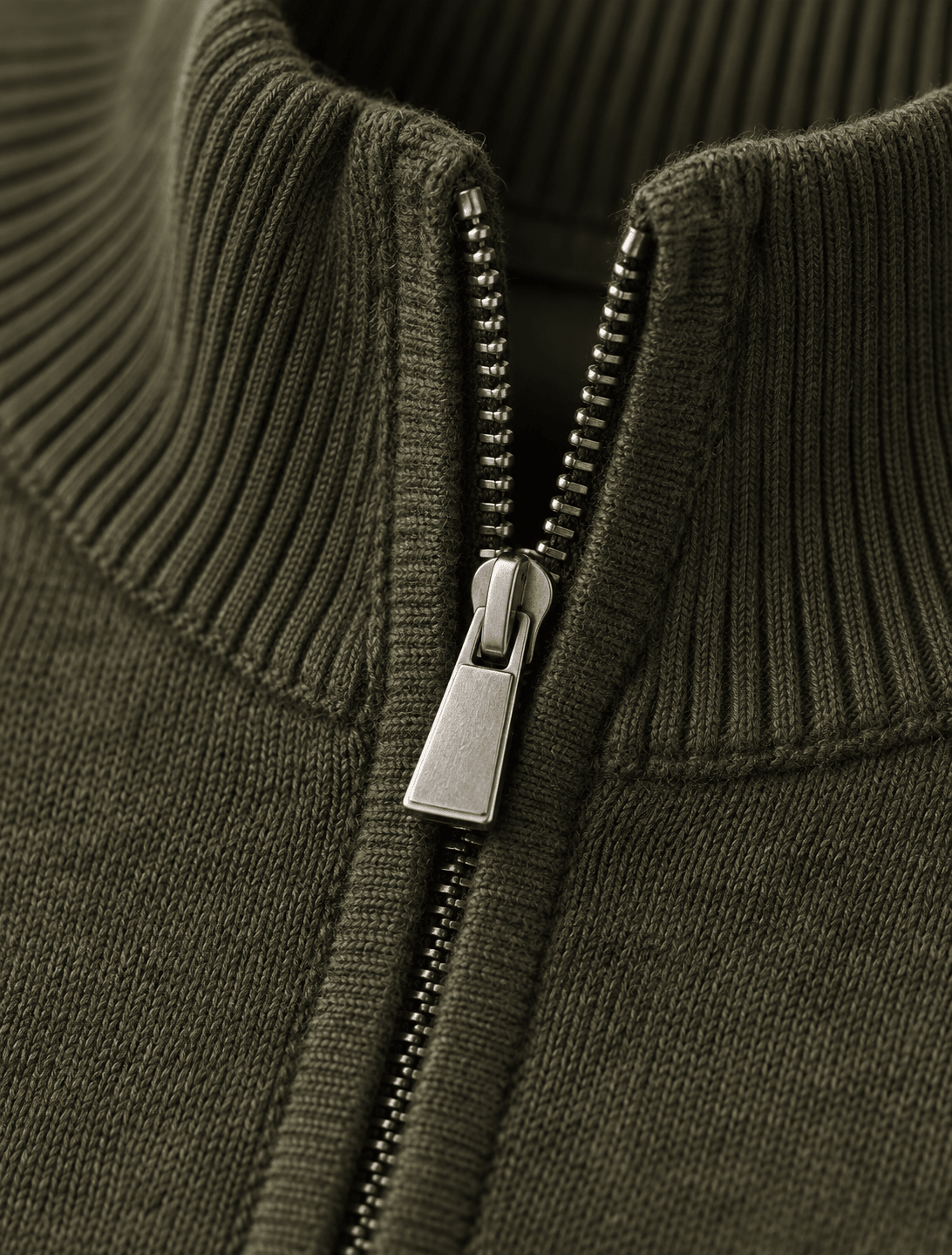Cotton-Blend Quarter-Zip Vest - F/X Fusion - Quarter-Zip Vest - #color_Olive Heather
