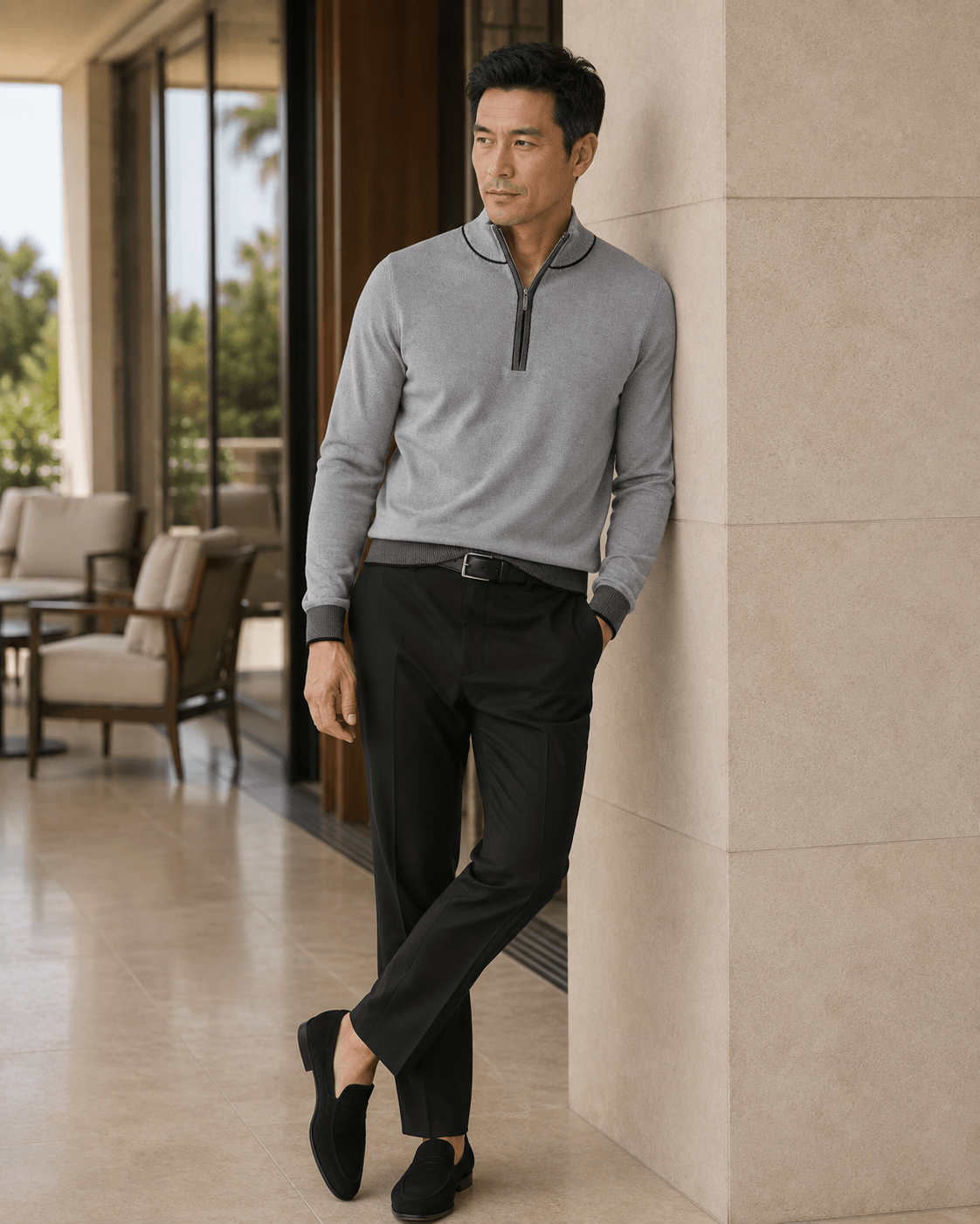 Birdseye Quarter-Zip Sweater - F/X Fusion - Quarter-Zip Sweater - #color_Platinum