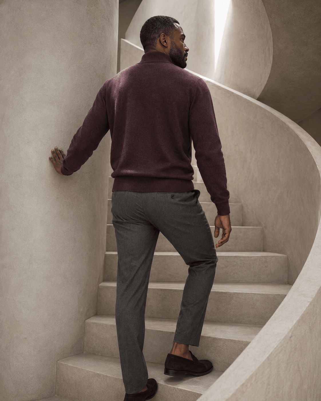Cotton-Blend Quarter-Zip Sweater - F/X Fusion - Quarter-Zip Sweater - #color_Port Heather