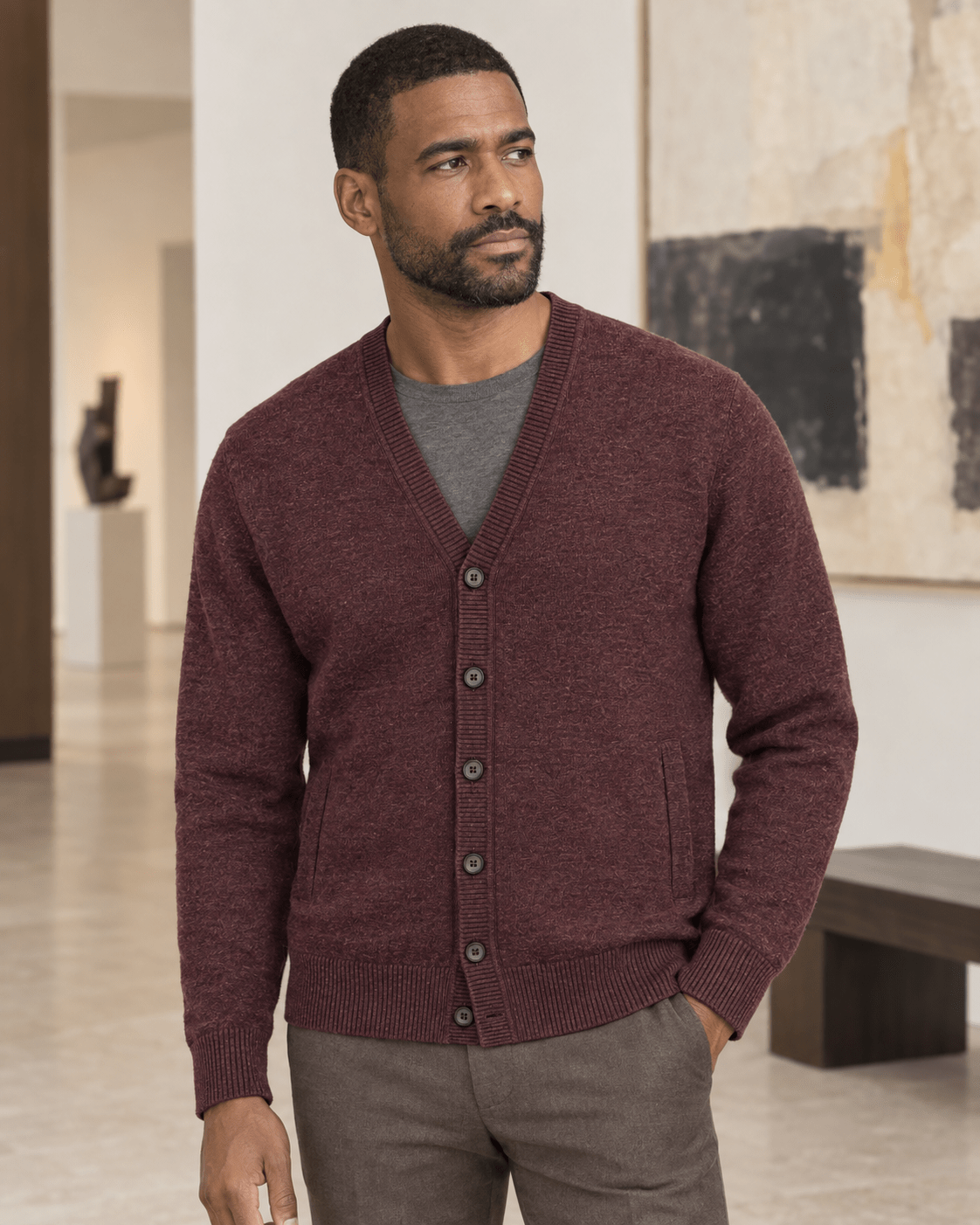 Jersey Button Cardigan Sweater - F/X Fusion - Cardigan Sweater - #color_Port Heather