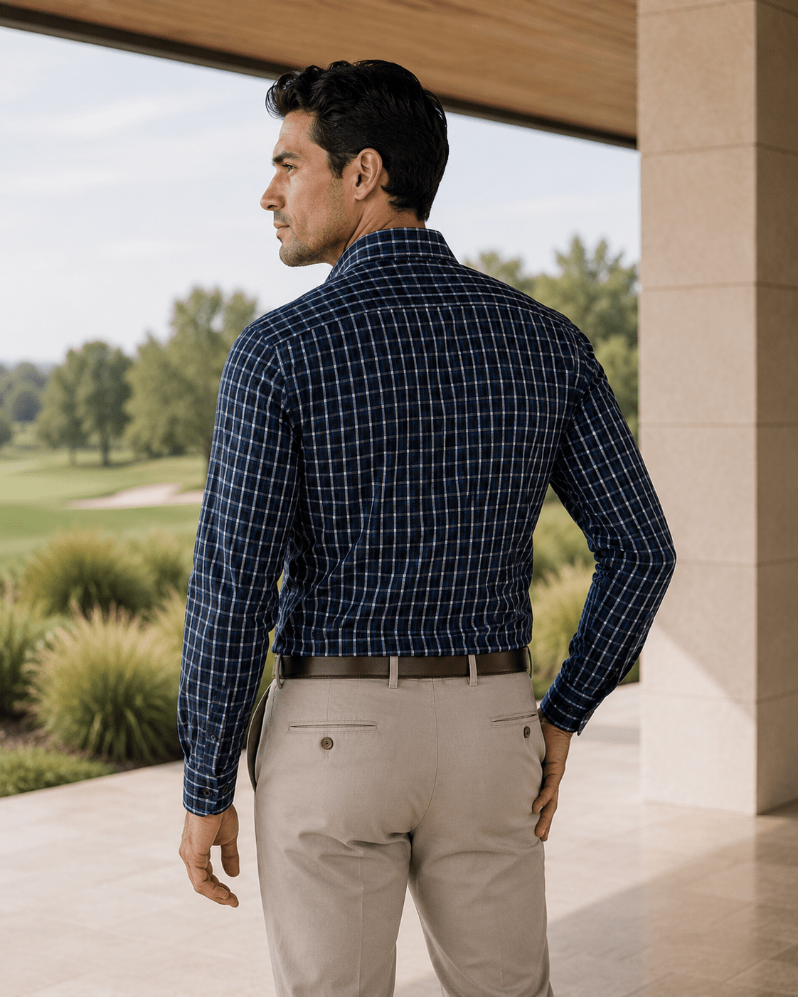 Cotton Blend Plaid Underbutton Shirt - F/X Fusion - Underbutton Dress shirt - #color_Royal