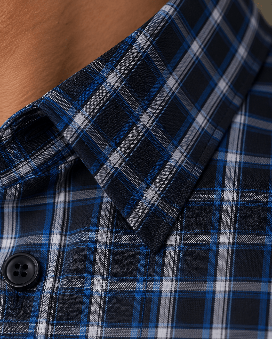 Cotton Blend Plaid Underbutton Shirt - F/X Fusion - Underbutton Dress shirt - #color_Royal
