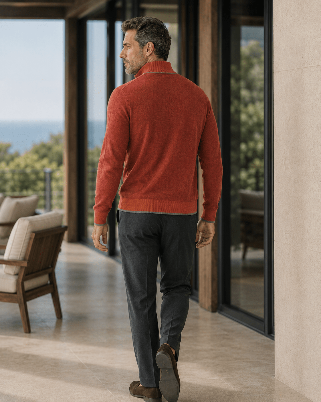 Birdseye Quarter-Zip Sweater - F/X Fusion - Quarter-Zip Sweater - #color_Scotch