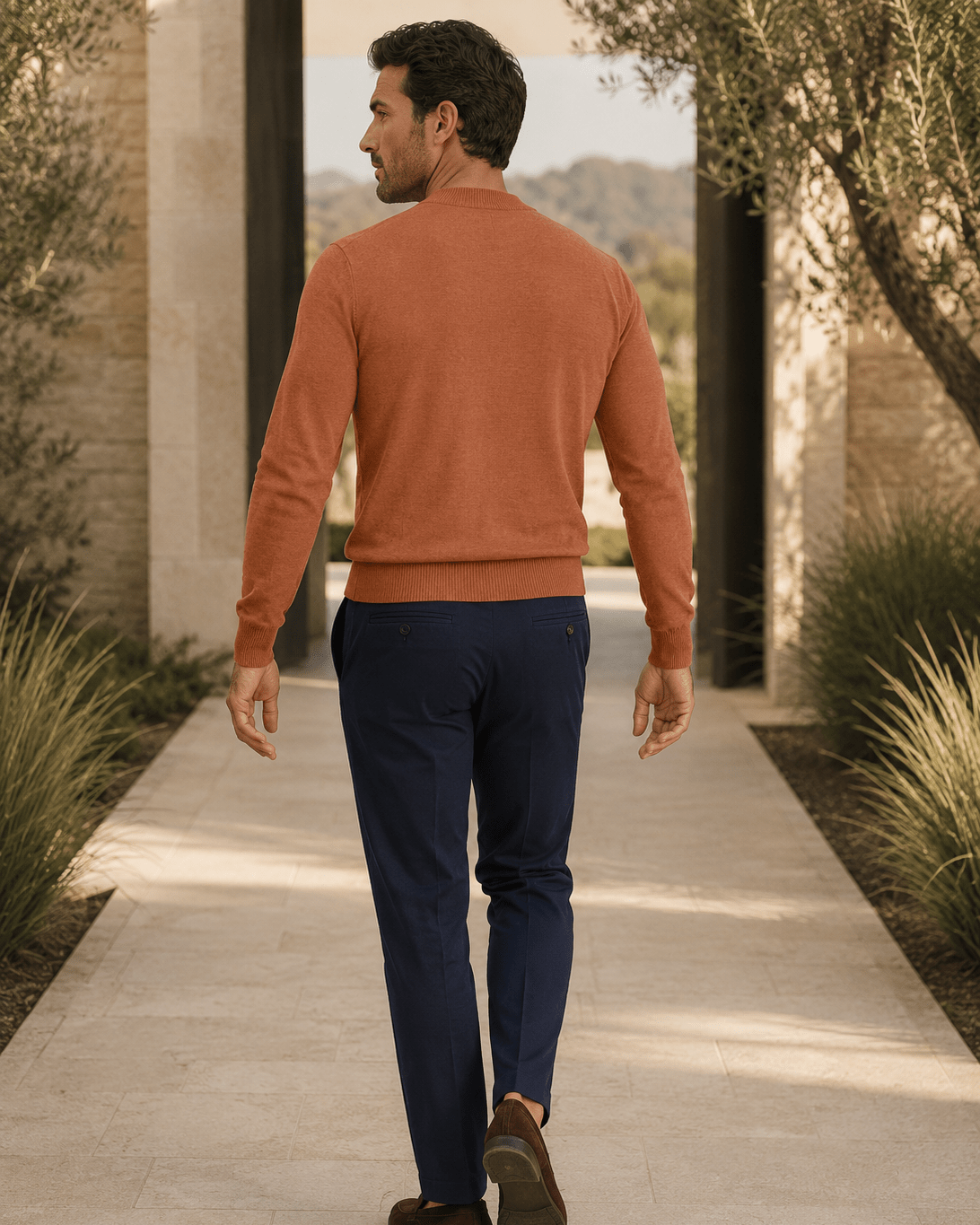 Cotton-Blend Mock Neck Sweater - F/X Fusion - Mock Neck Sweater - #color_Scotch Heather