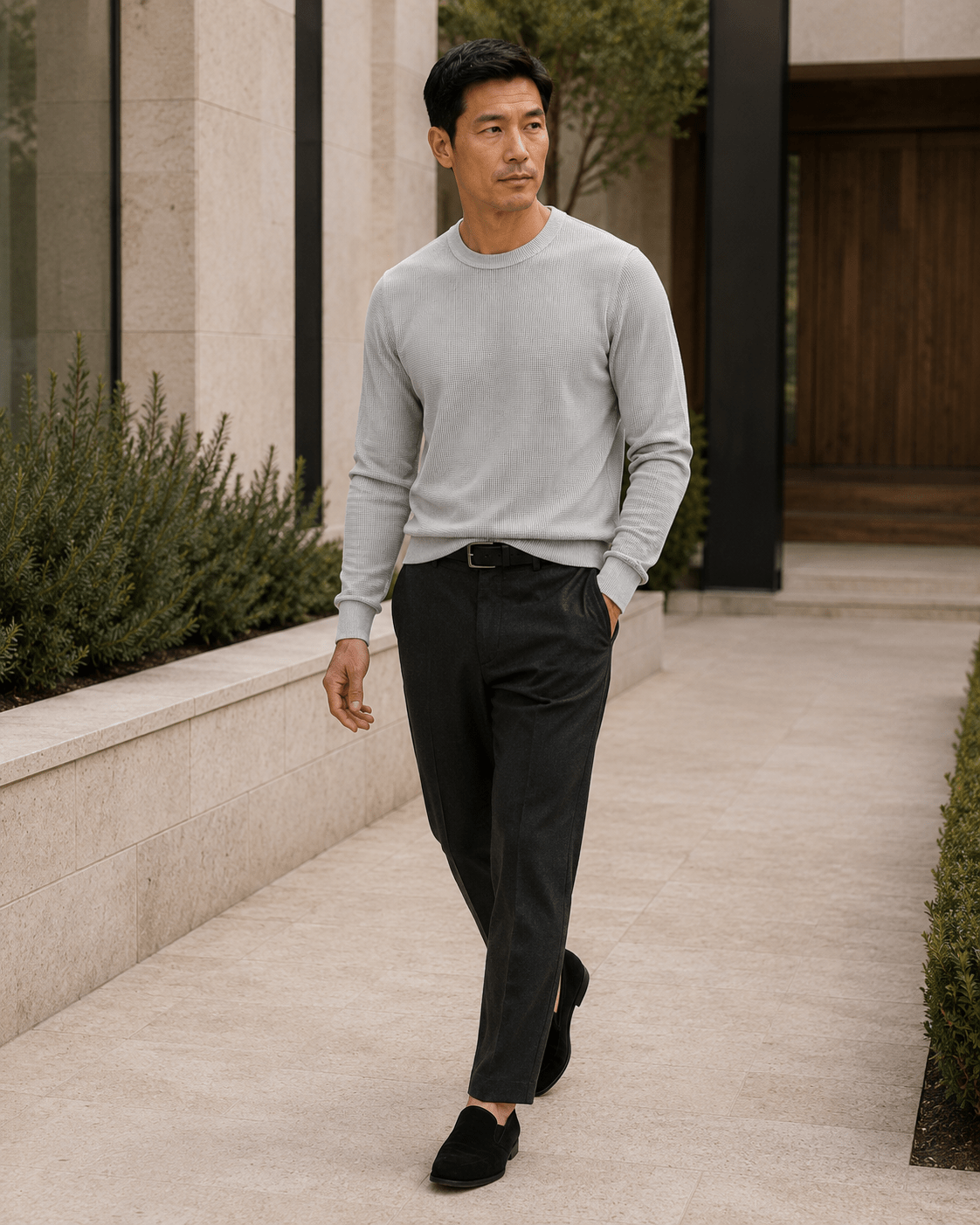 Sandwashed Thermal Crewneck Sweater - F/X Fusion - Crewneck Sweater - #color_Silver