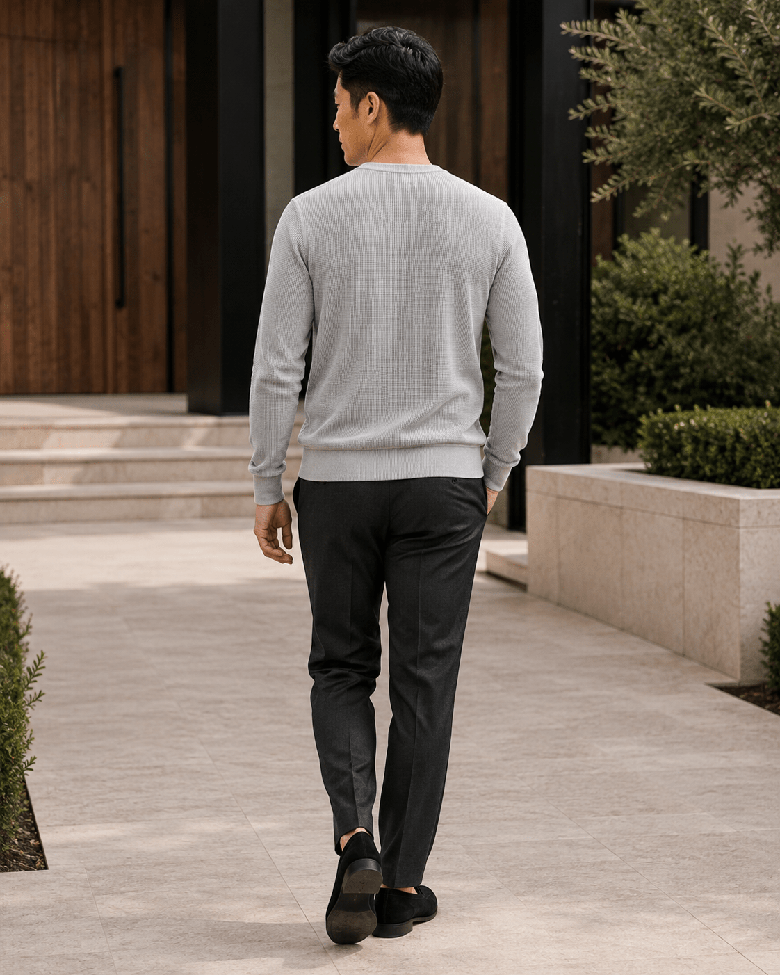 Sandwashed Thermal Crewneck Sweater - F/X Fusion - Crewneck Sweater - #color_Silver