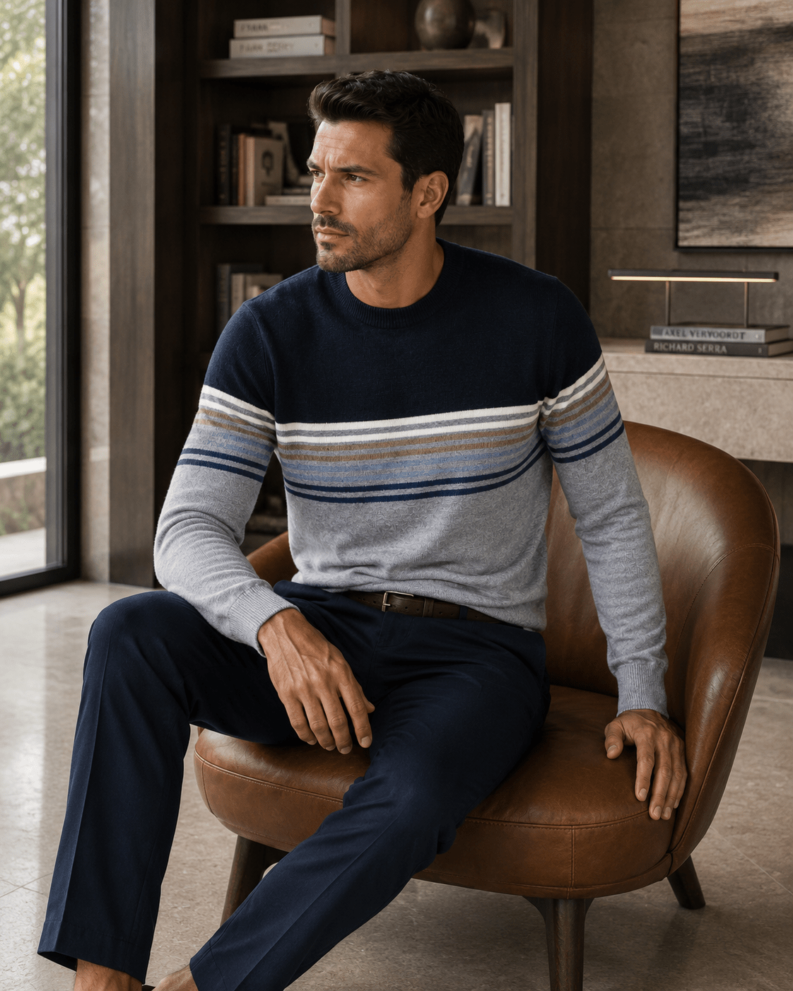 Multi-Stripe Crewneck Sweater - F/X Fusion - Crewneck Sweater - #color_Silver