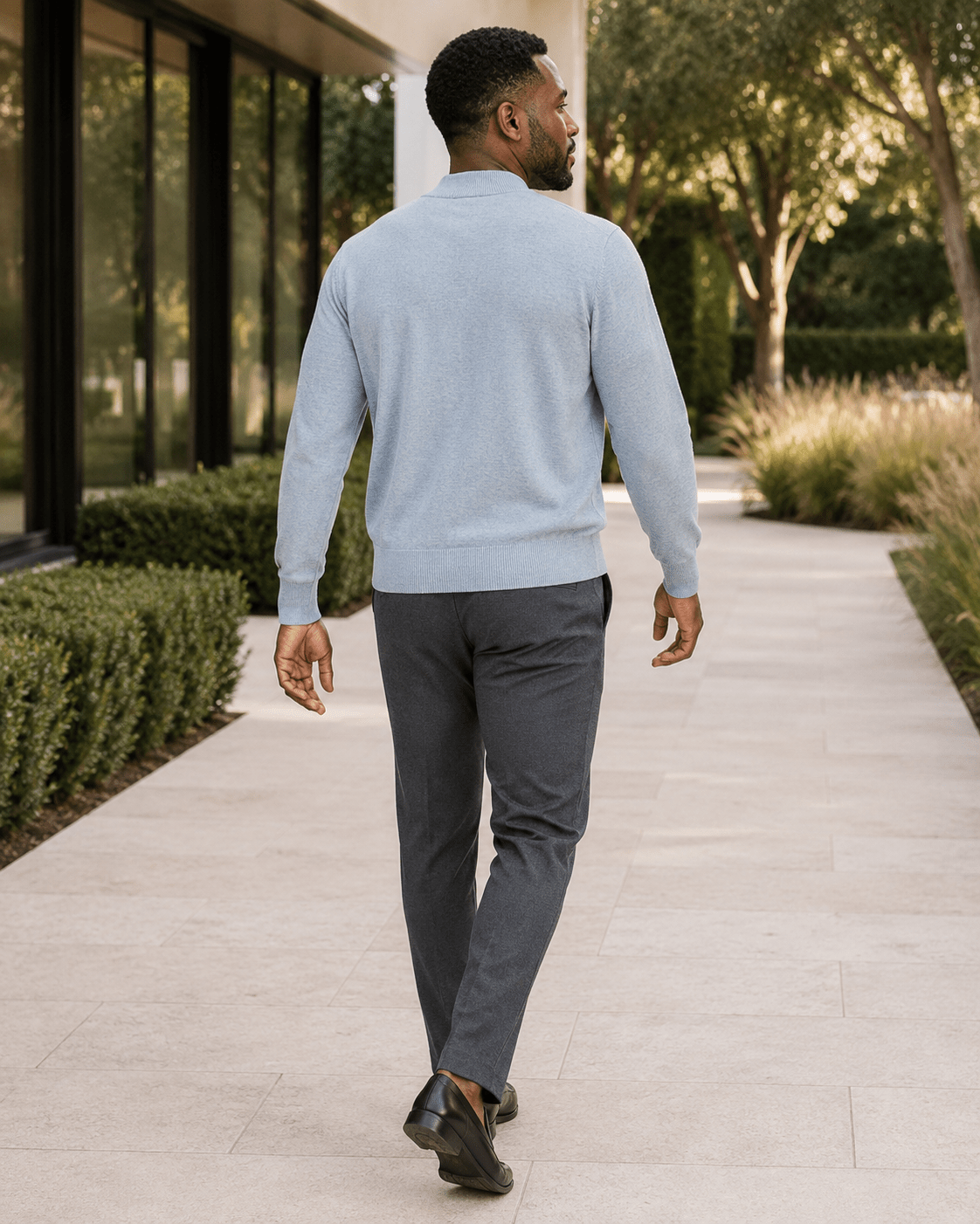 Cotton-Blend Mock Neck Sweater - F/X Fusion - Mock Neck Sweater - #color_Slate Heather