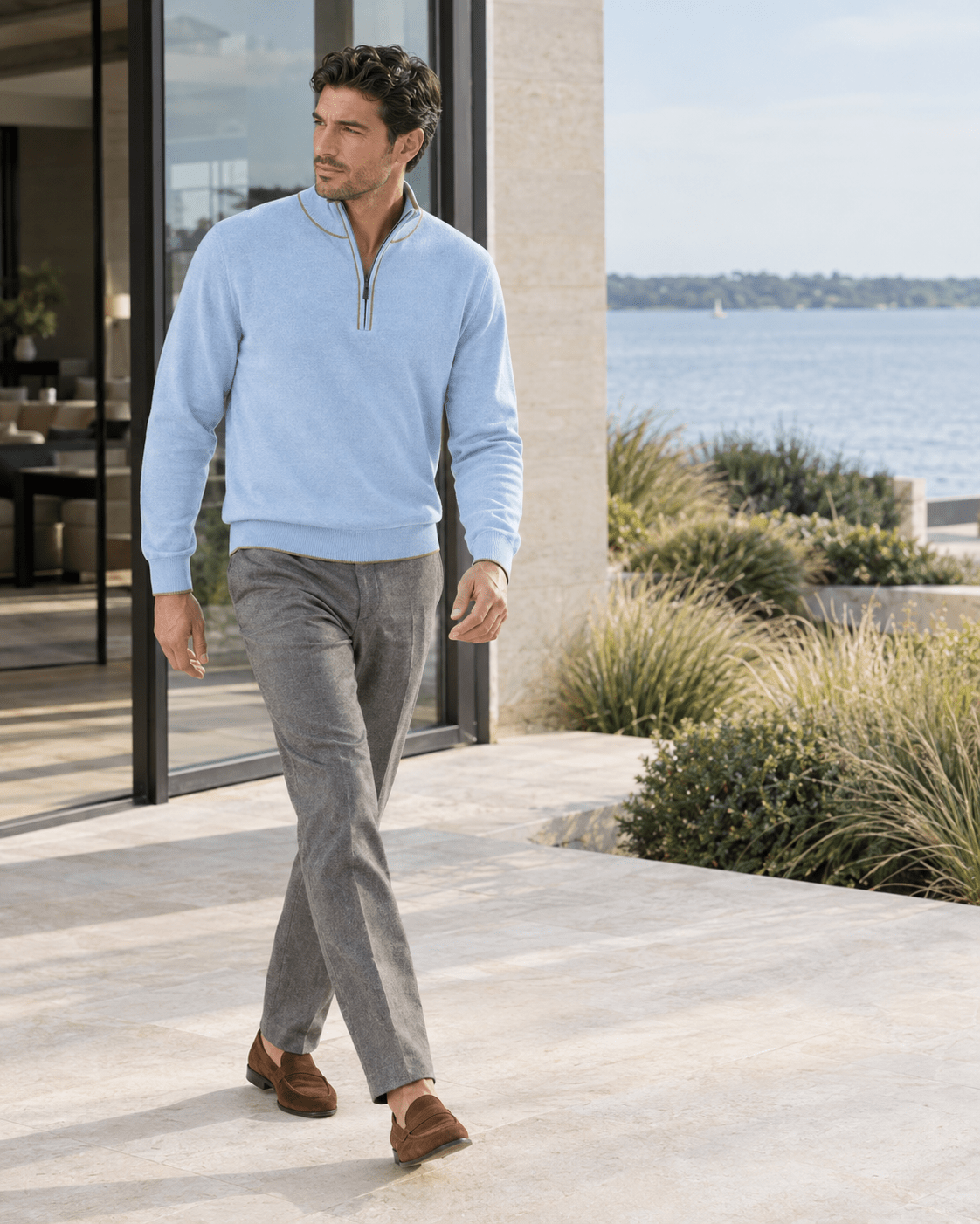 Birdseye Quarter-Zip Sweater - F/X Fusion - Quarter-Zip Sweater - #color_Summer Song