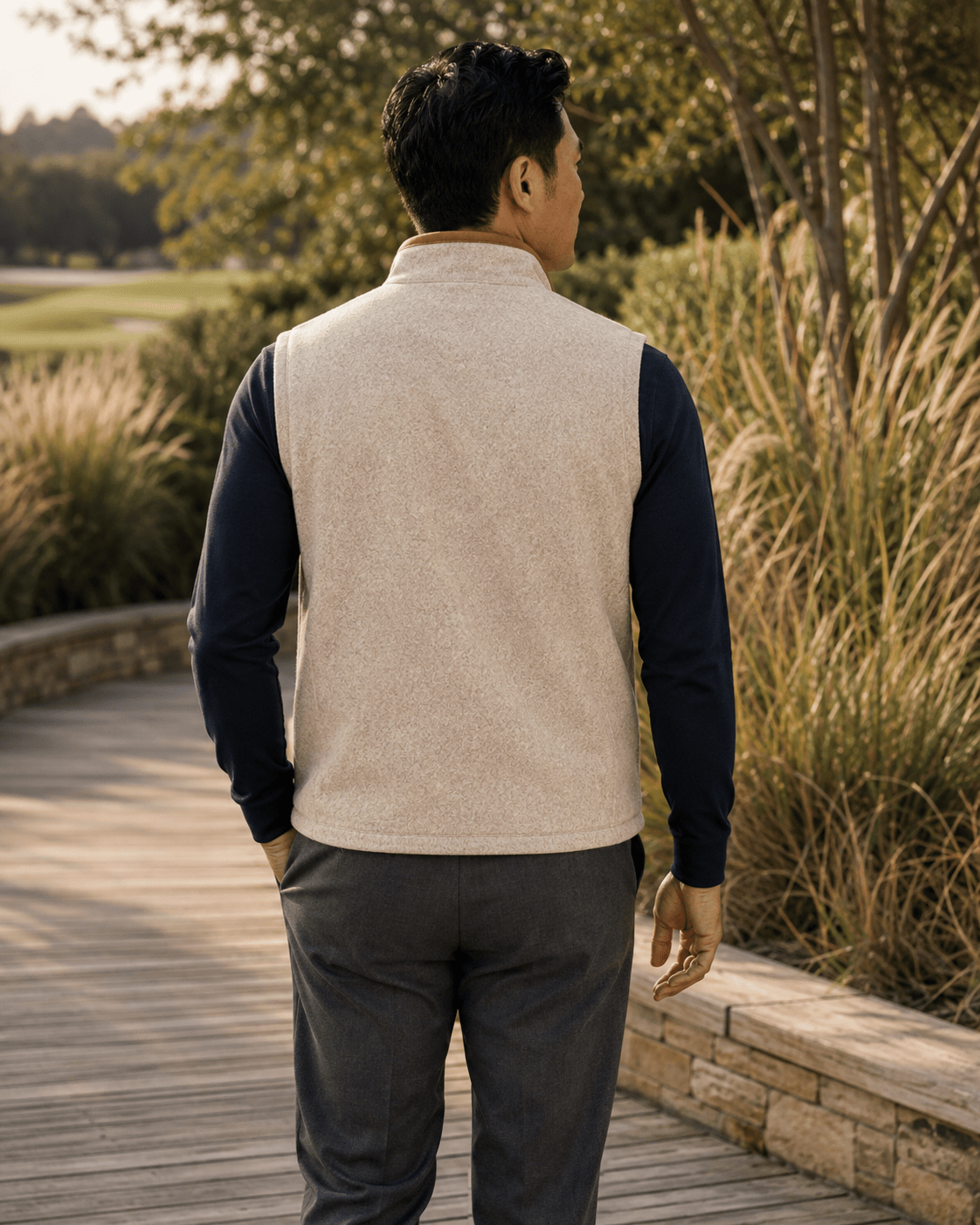 Melton Melange Full-Zip Vest - F/X Fusion - Full-Zip Vest - #color_Tan