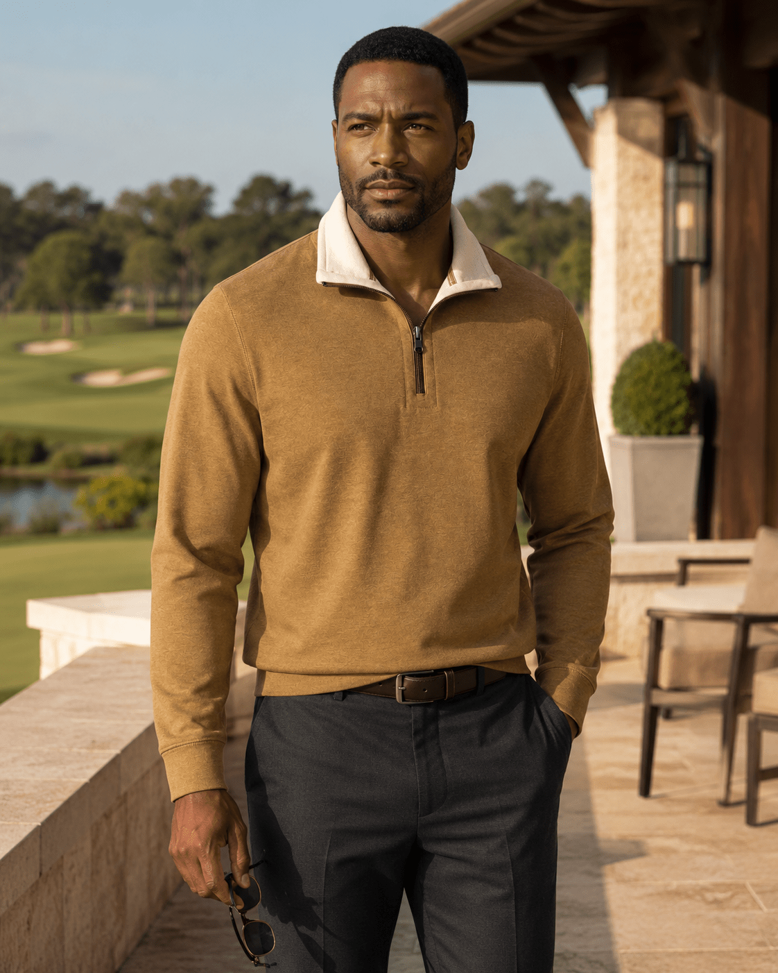 Reversible Quarter-Zip Sweater - F/X Fusion - Quarter-Zip Sweater - #color_Tan