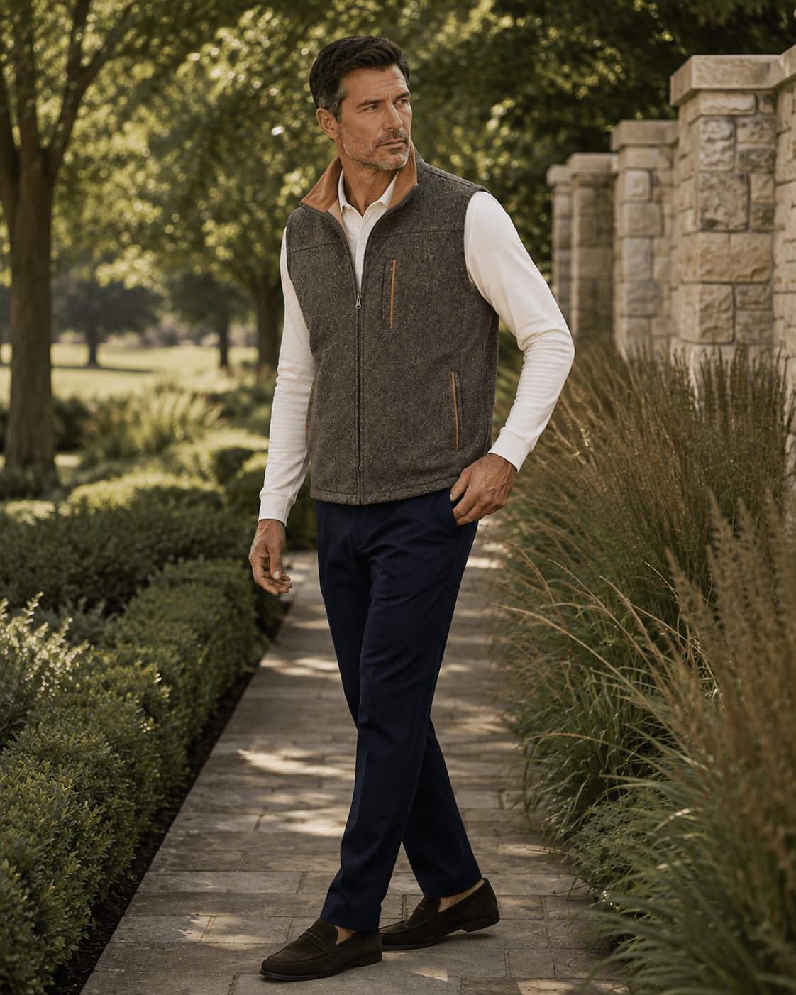 Melton Melange Full-Zip Vest - F/X Fusion - Full-Zip Vest - #color_Taupe