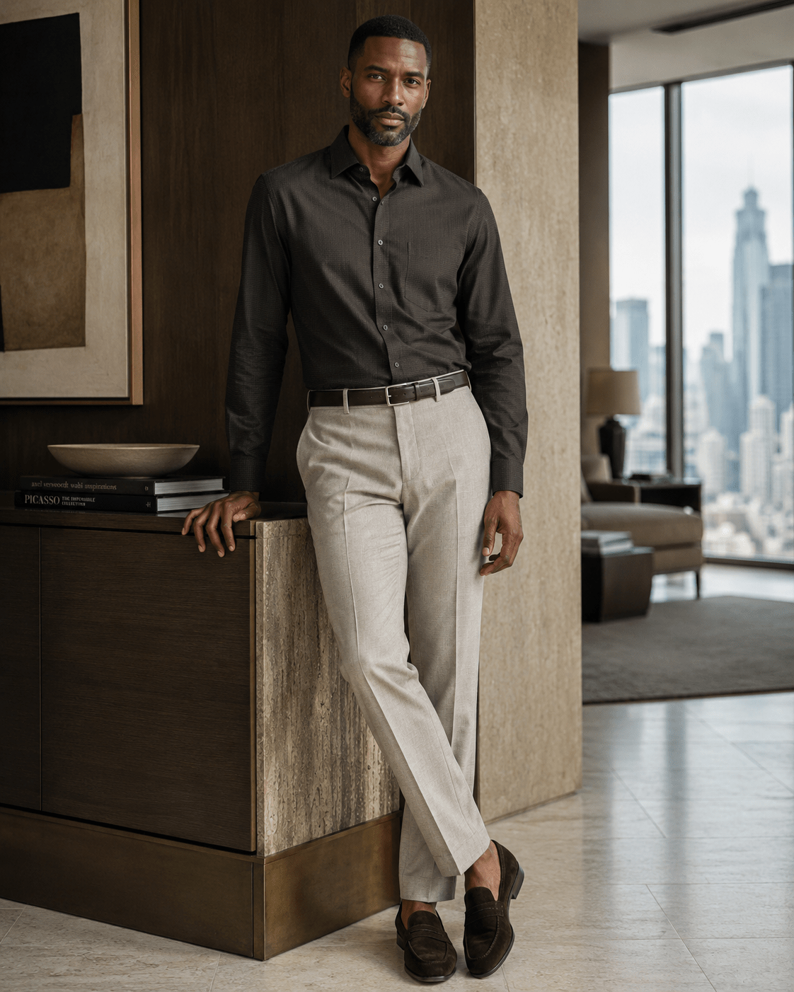 Underbutton Dress Shirt - F/X Fusion - Underbutton Dress shirt - #color_Taupe