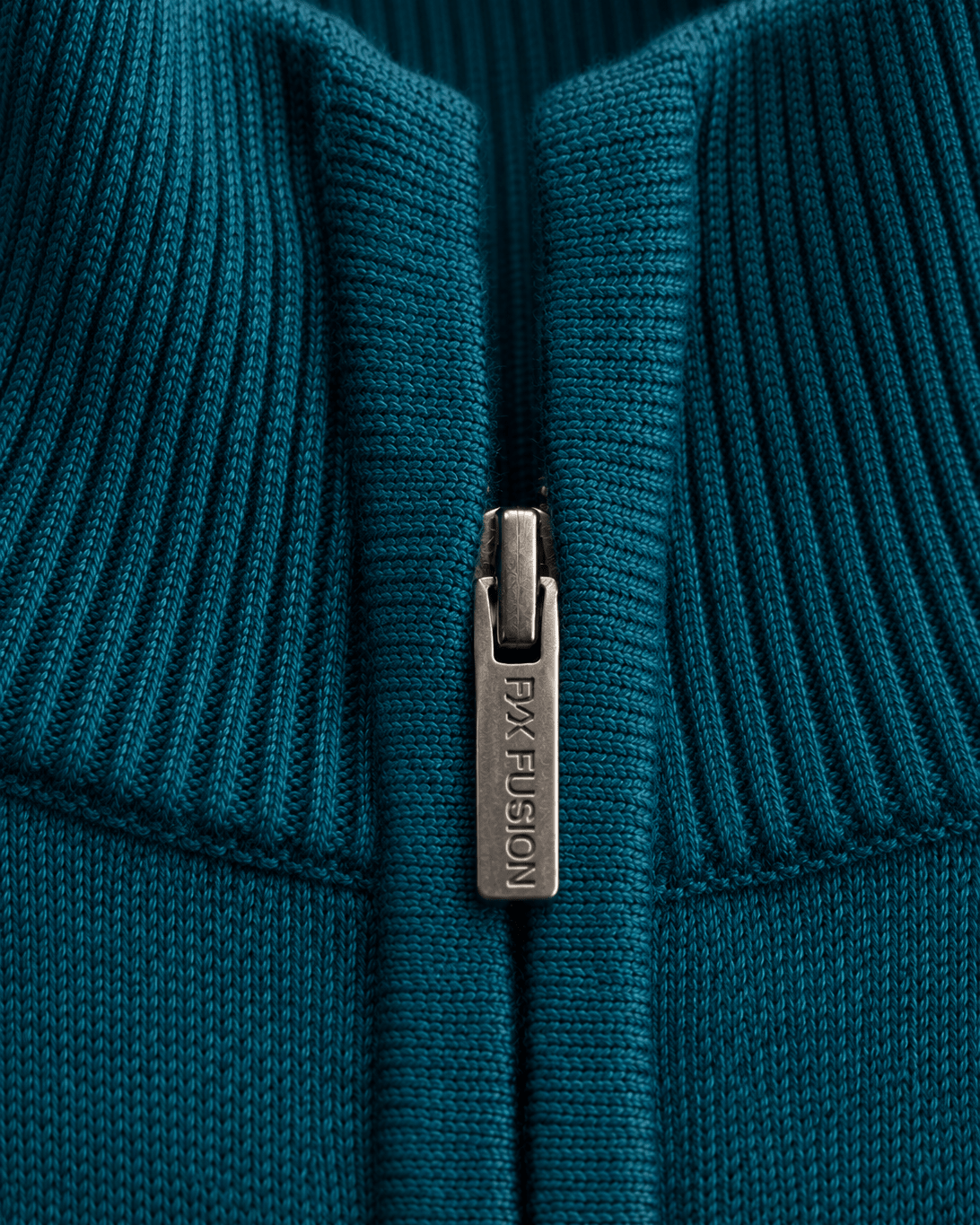 Cotton-Blend Quarter-Zip Sweater - F/X Fusion - Quarter-Zip Sweater - #color_Teal Heather