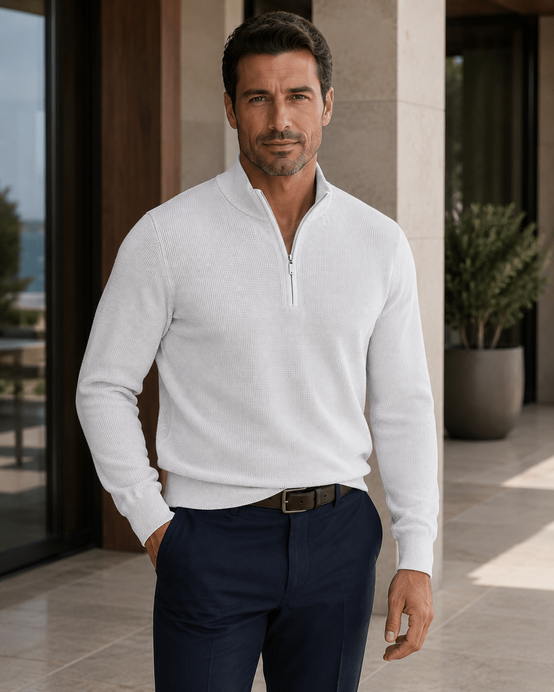 Thermal Quarter-Zip Sweater - F/X Fusion - Quarter-Zip Sweater - #color_White