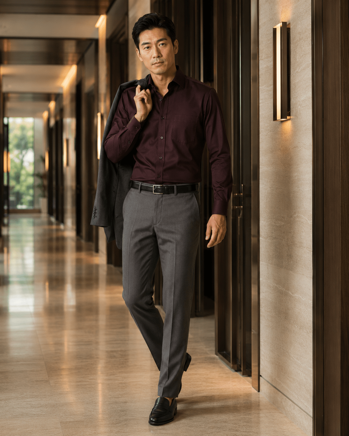 Underbutton Dress Shirt - F/X Fusion - Underbutton Dress shirt - #color_Wine