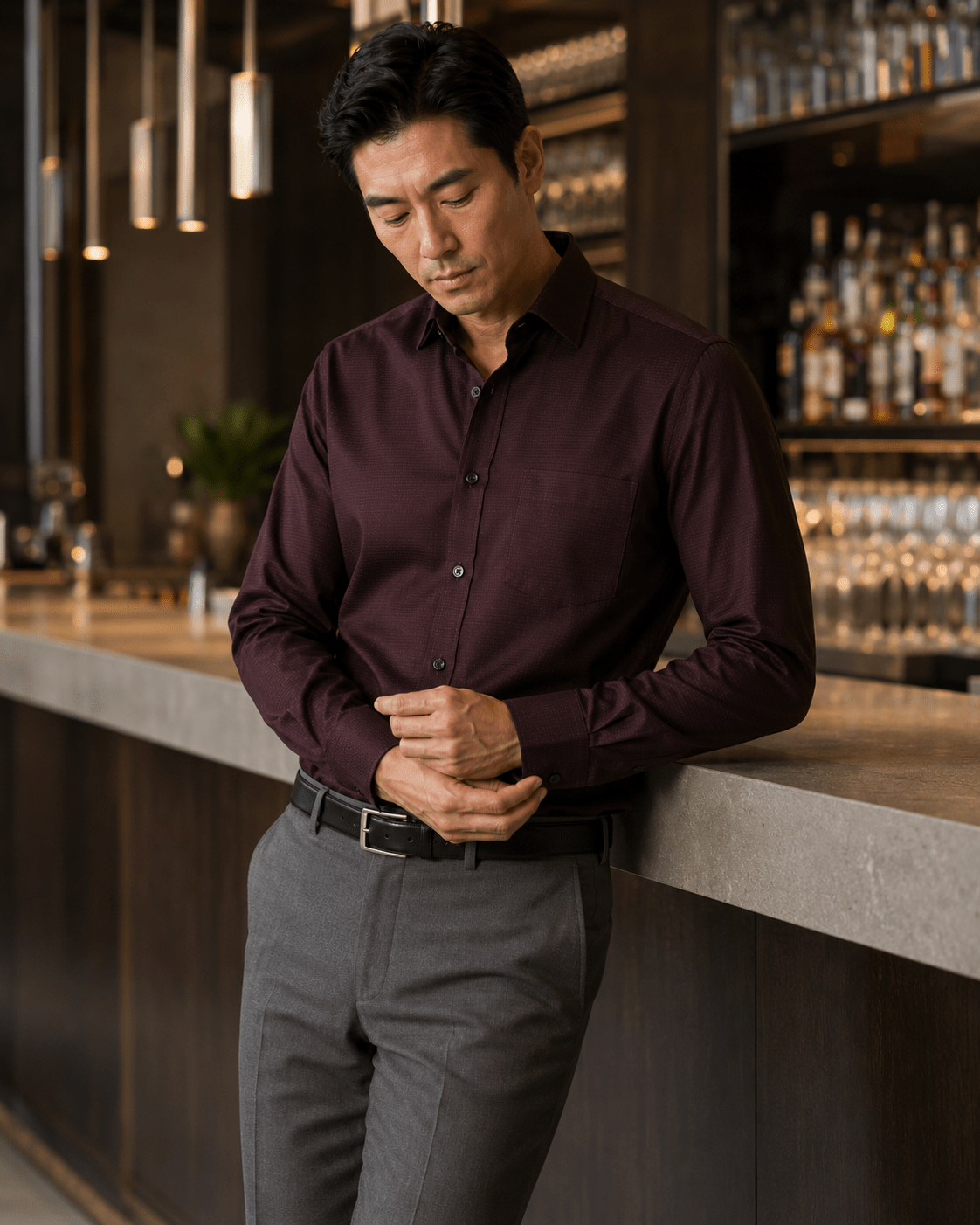 Underbutton Dress Shirt - F/X Fusion - Underbutton Dress shirt - #color_Wine