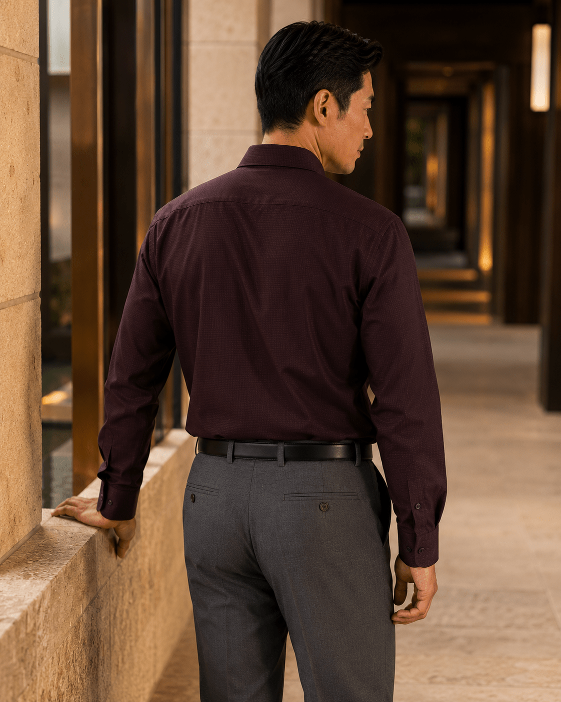 Underbutton Dress Shirt - F/X Fusion - Underbutton Dress shirt - #color_Wine