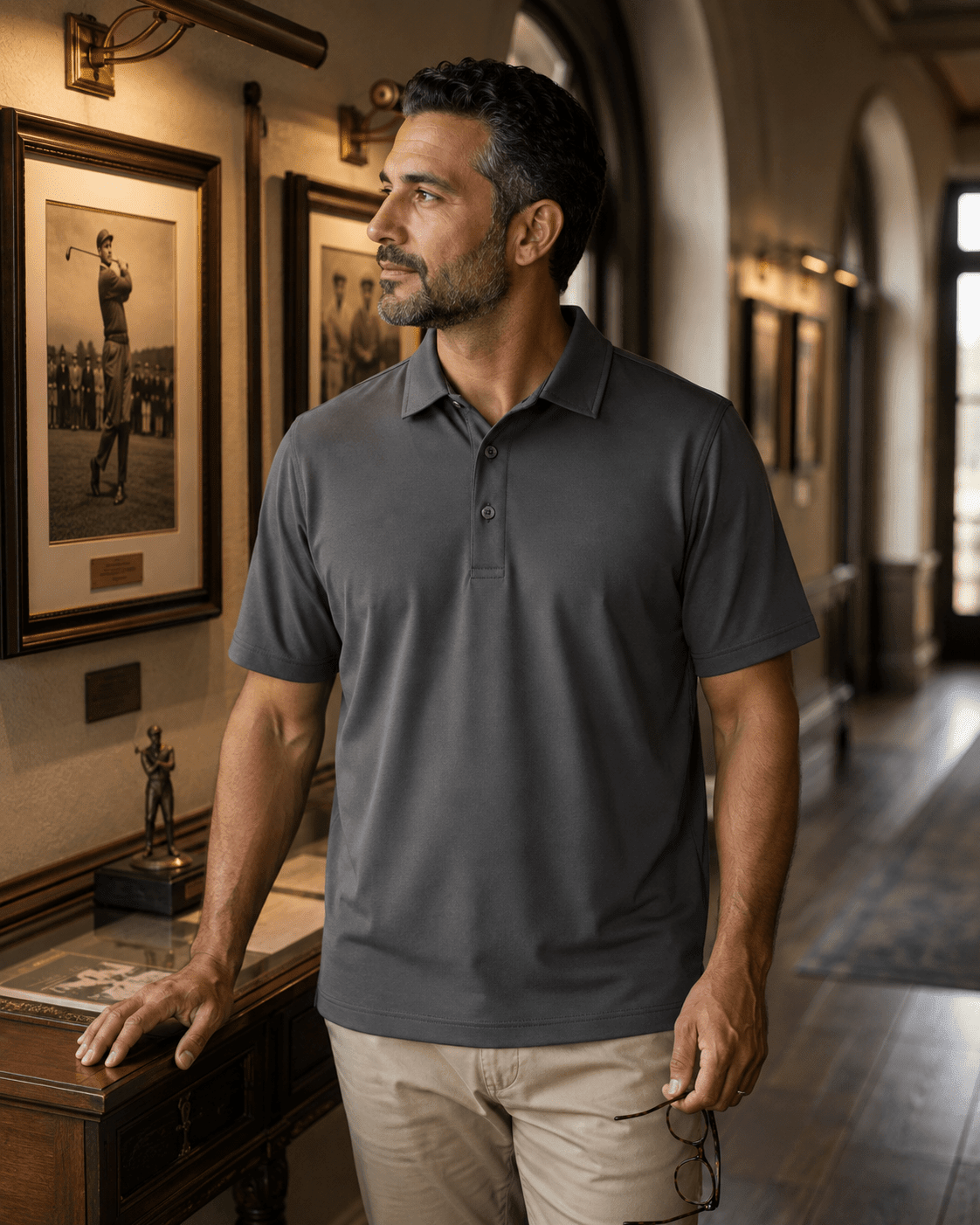 Solid Performance Golf Polo - F/X Fusion - Golf Polo - #color_Charcoal