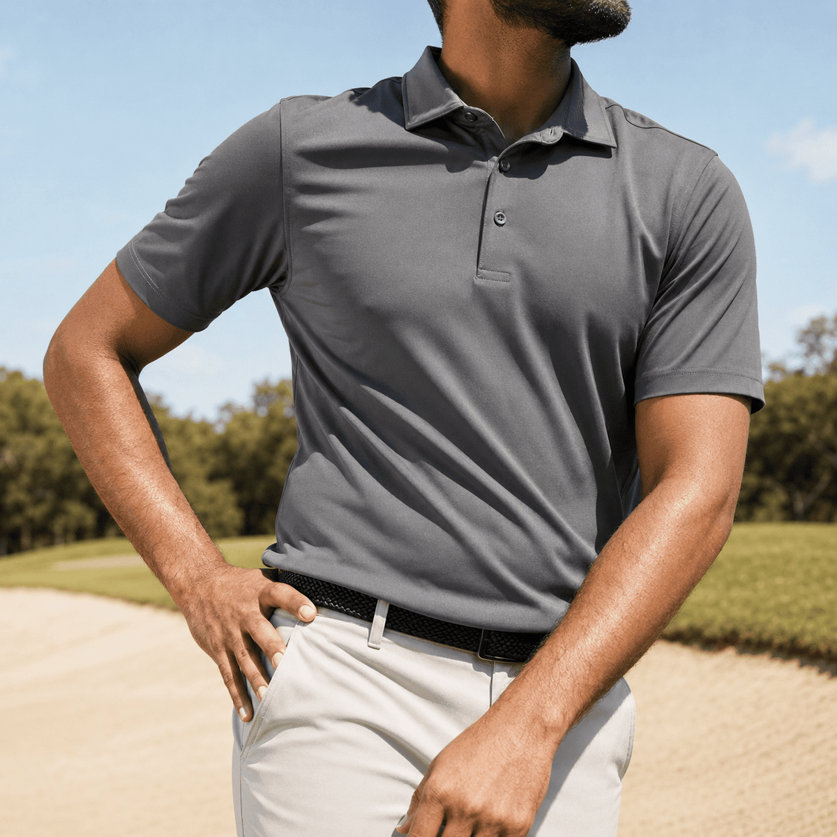 Solid Performance Golf Polo - F/X Fusion - Golf Polo - #color_Charcoal