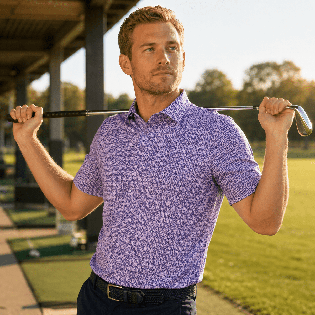 Tic Tac Toe Performance Golf Polo - F/X Fusion - Golf Polo - #color_Pink