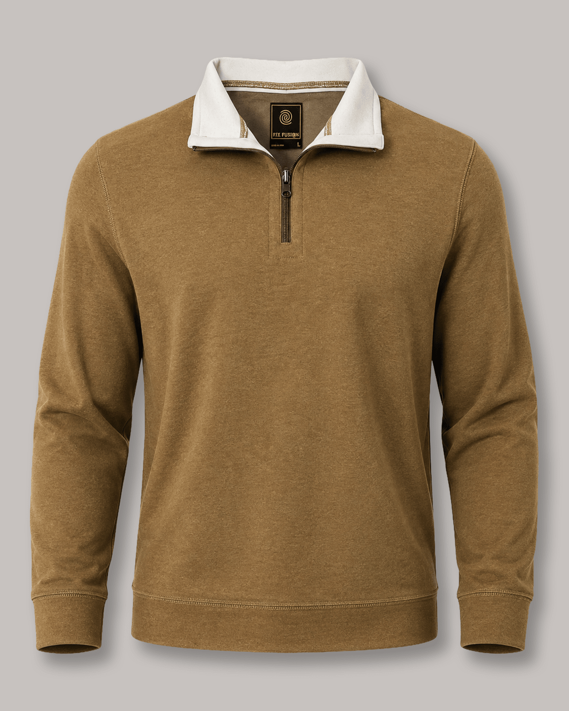 Reversible Quarter-Zip Sweater - F/X Fusion - Quarter-Zip Sweater - #color_Tan