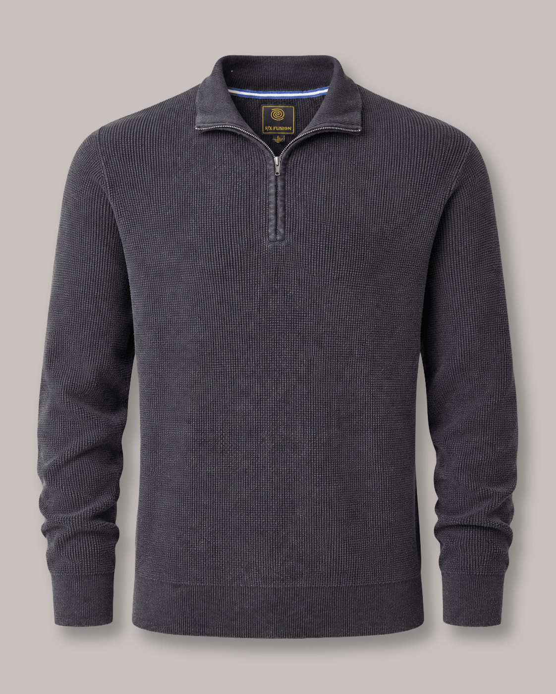 Sandwashed Thermal Quarter-Zip Sweater - F/X Fusion - Quarter-Zip Sweater - #color_Black