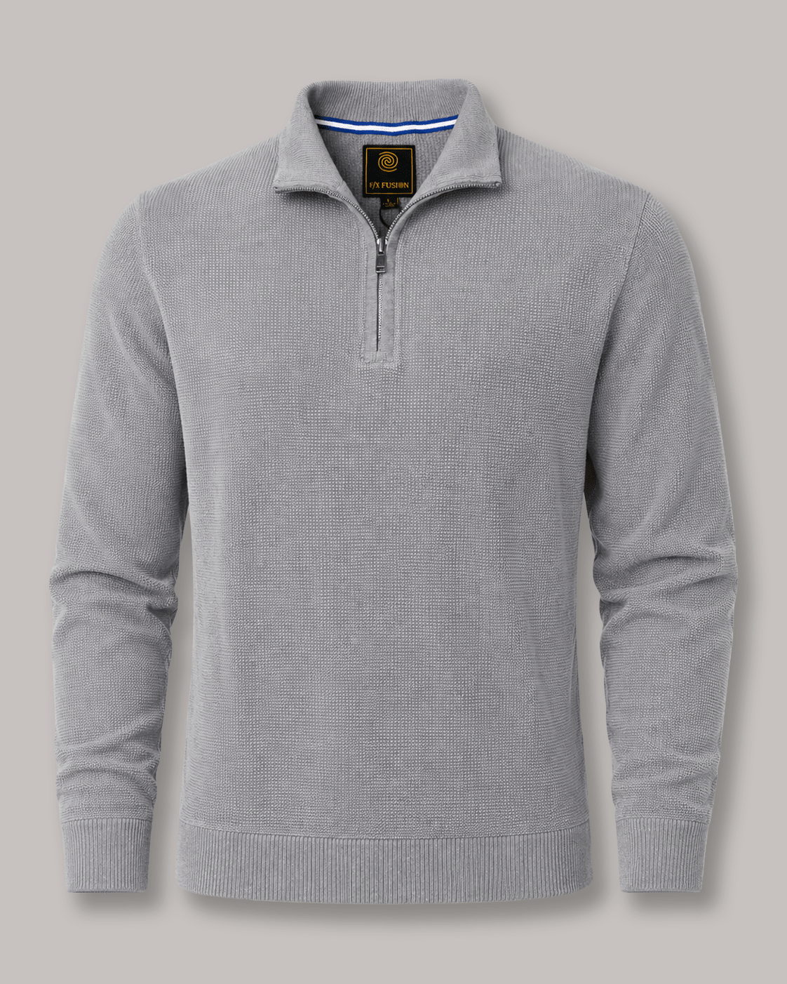 Sandwashed Thermal Quarter-Zip Sweater - F/X Fusion - Quarter-Zip Sweater - #color_Grey
