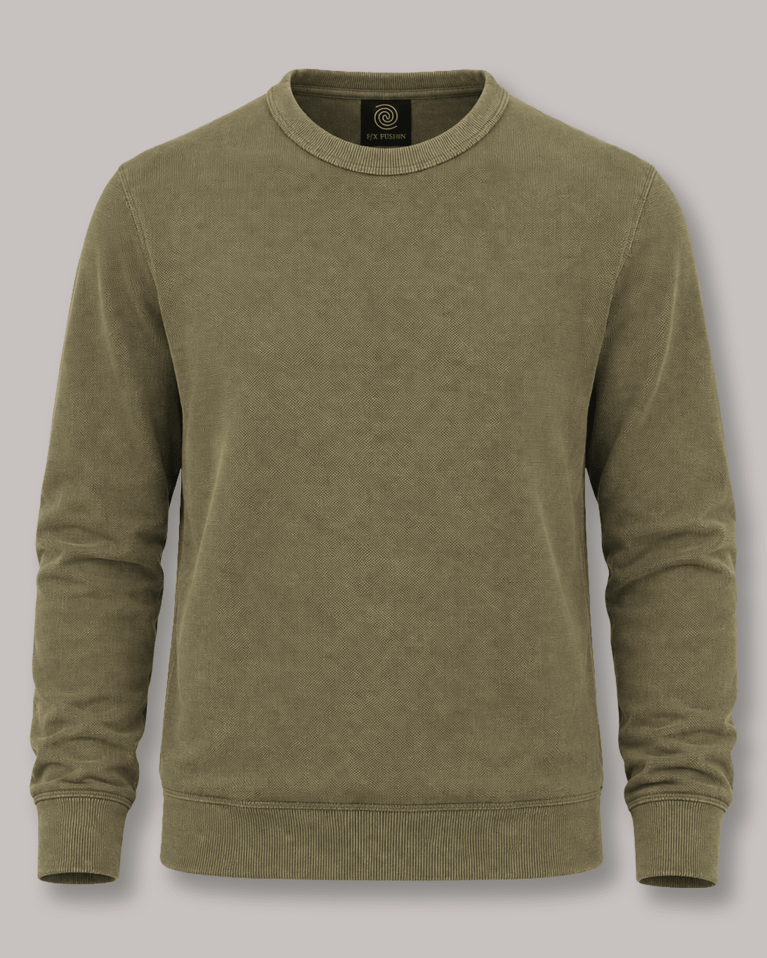 Sandwashed Thermal Crewneck Sweater - F/X Fusion - Crewneck Sweater - #color_Olive