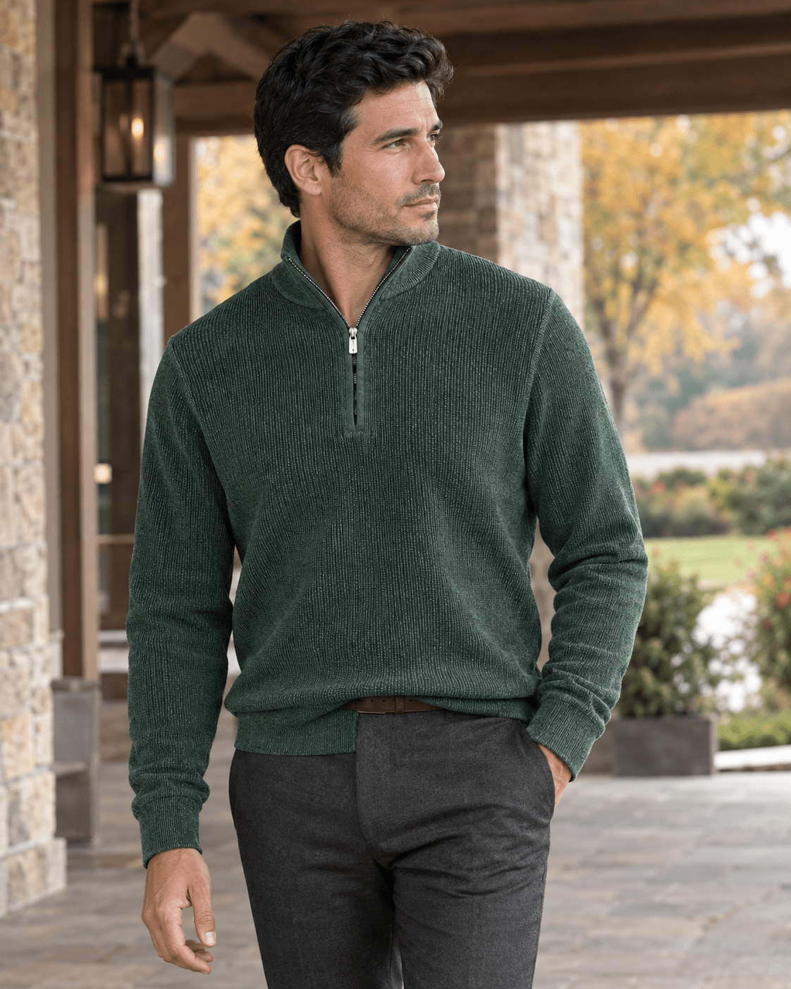 Thermal Quarter-Zip Sweater - F/X Fusion - Quarter-Zip Sweater - #color_Greenstone