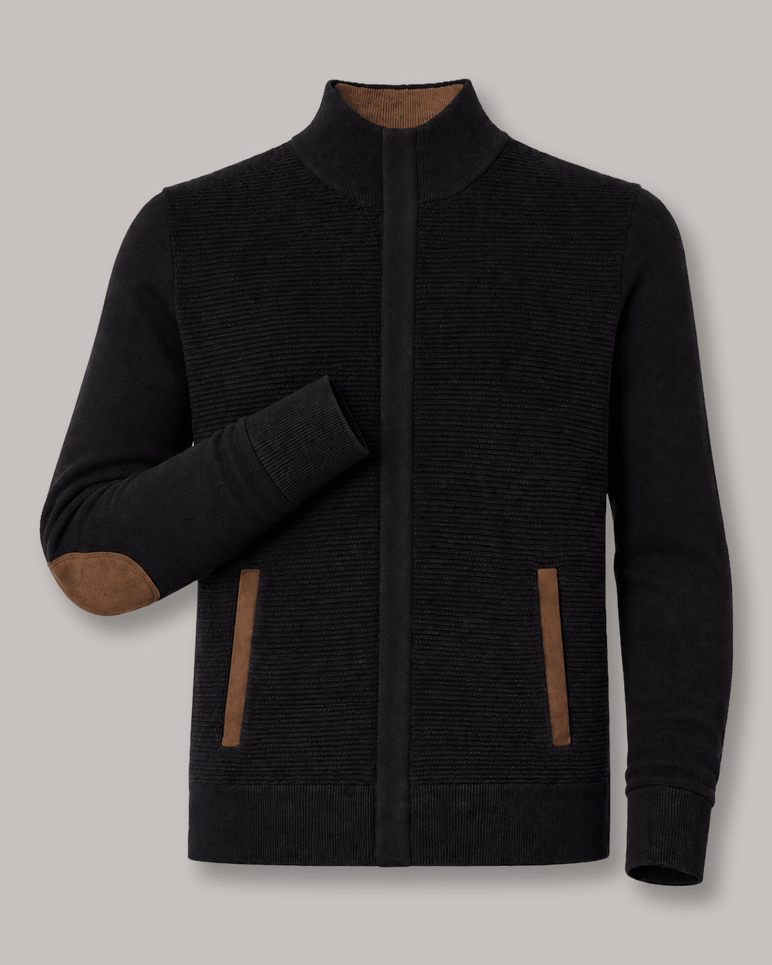Ottoman Full-Zip Mock Neck Sweater - F/X Fusion - Full-Zip Sweater - #color_Black