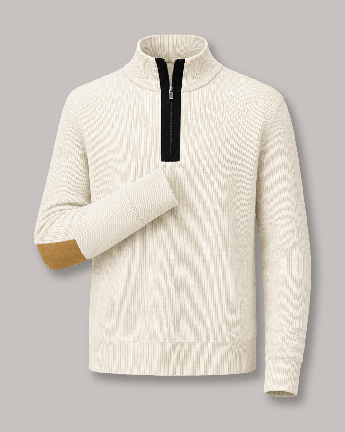 Elbow Patch Quarter-Zip Sweater - F/X Fusion - Quarter-Zip Sweater - #color_Platinum