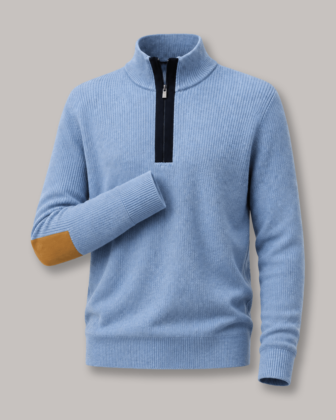 Elbow Patch Quarter-Zip Sweater - F/X Fusion - Quarter-Zip Sweater - #color_Slate