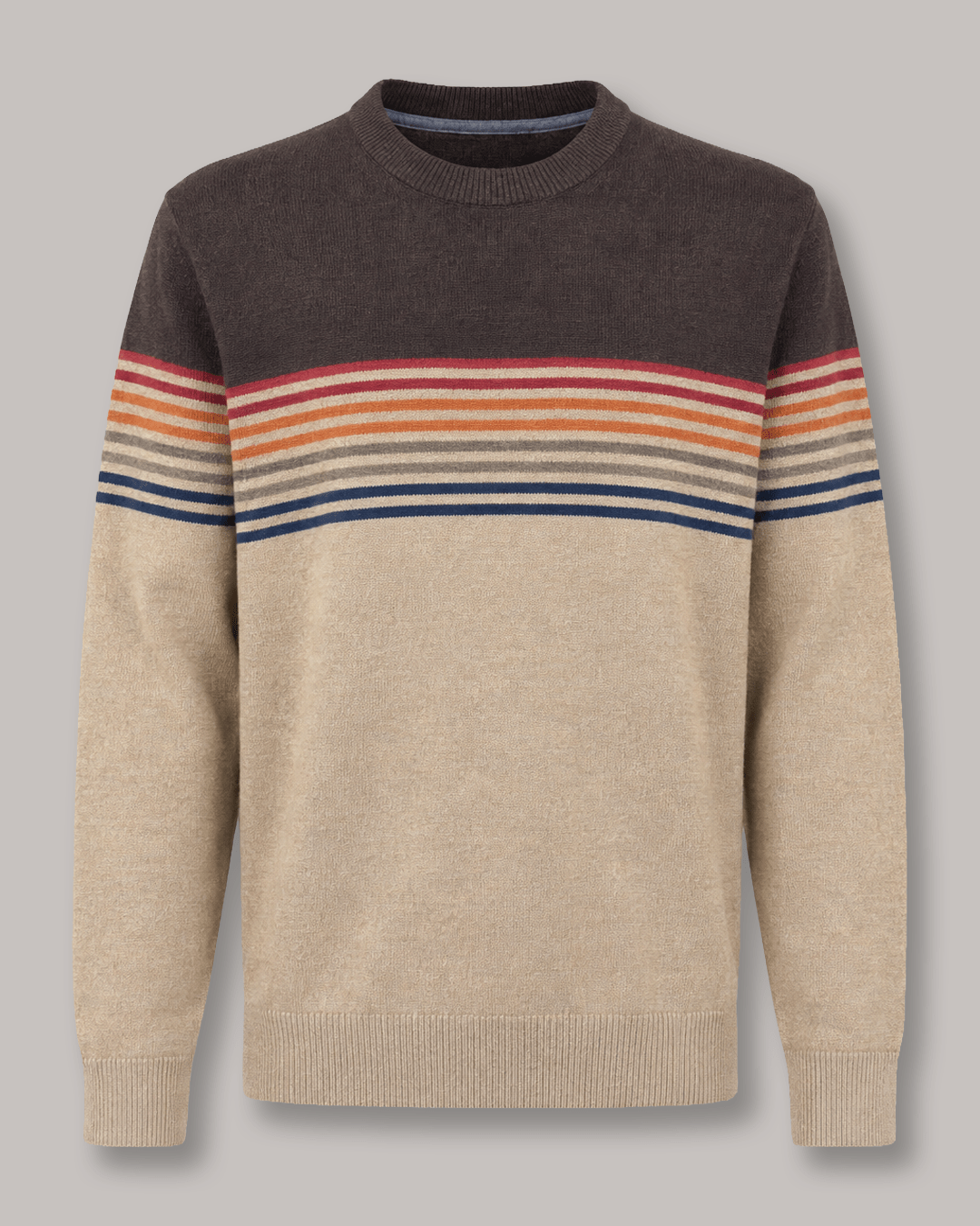 Multi-Stripe Crewneck Sweater - F/X Fusion - Crewneck Sweater - #color_Oatmeal