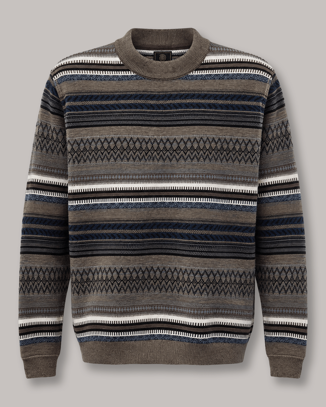 Novelty Stripe Crewneck Sweater - F/X Fusion - Crewneck Sweater - #color_Taupe
