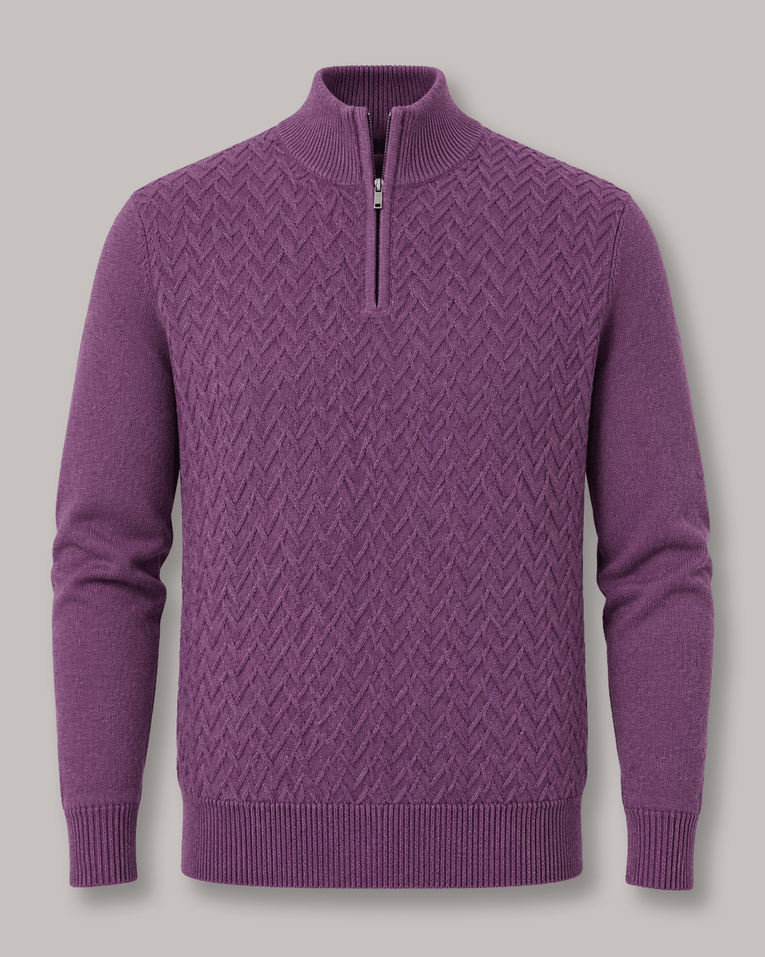 Textured Quarter-Zip Sweater - F/X Fusion - Quarter-Zip Sweater - #color_Mulberry Heather
