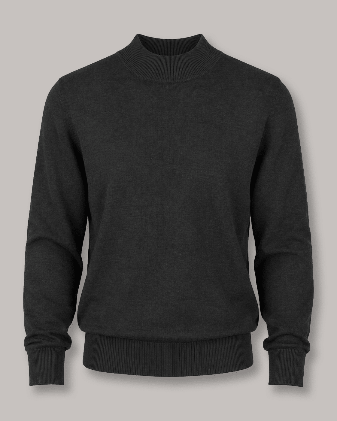 Cotton-Blend Mock Neck Sweater - F/X Fusion - Mock Neck Sweater - #color_Black