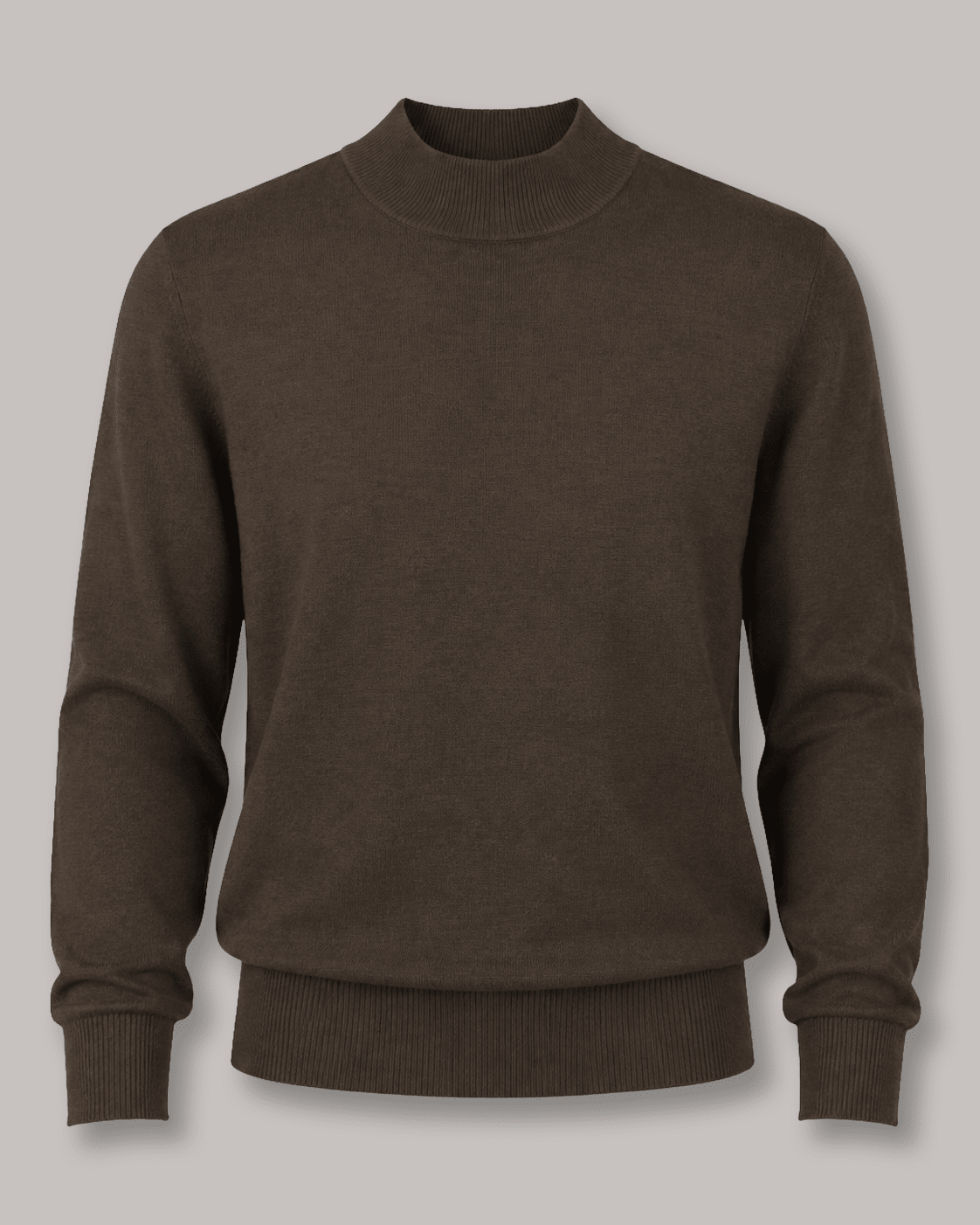 Cotton-Blend Mock Neck Sweater - F/X Fusion - Mock Neck Sweater - #color_Brown Heather