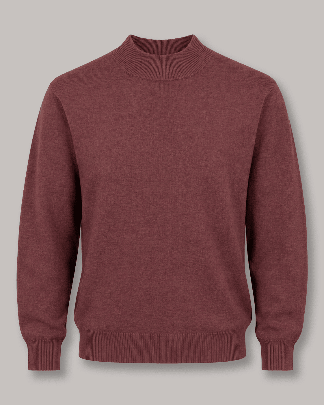 Cotton-Blend Mock Neck Sweater - F/X Fusion - Mock Neck Sweater - #color_Crimson Heather