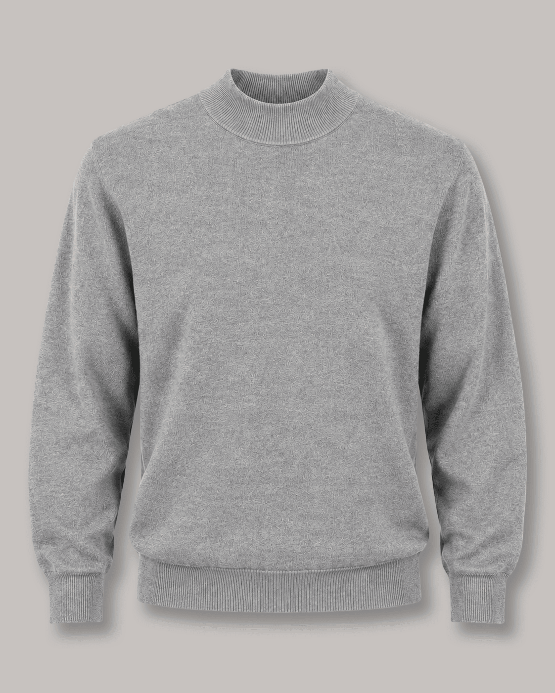 Cotton-Blend Mock Neck Sweater - F/X Fusion - Mock Neck Sweater - #color_Silver Heather