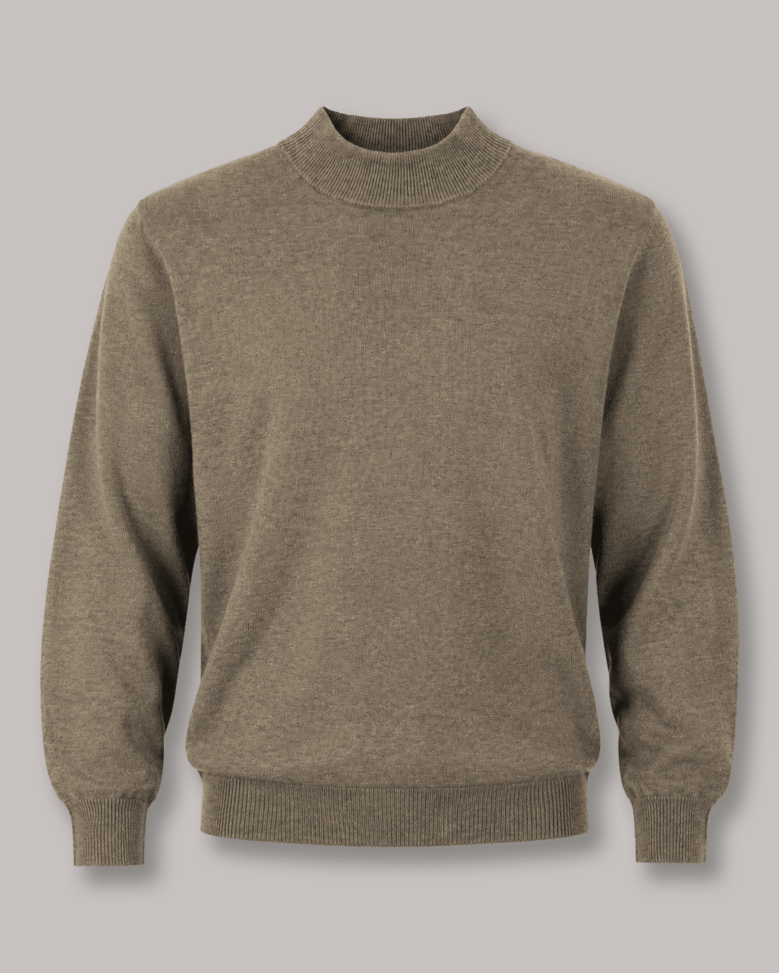 Cotton-Blend Mock Neck Sweater - F/X Fusion - Mock Neck Sweater - #color_Taupe Heather