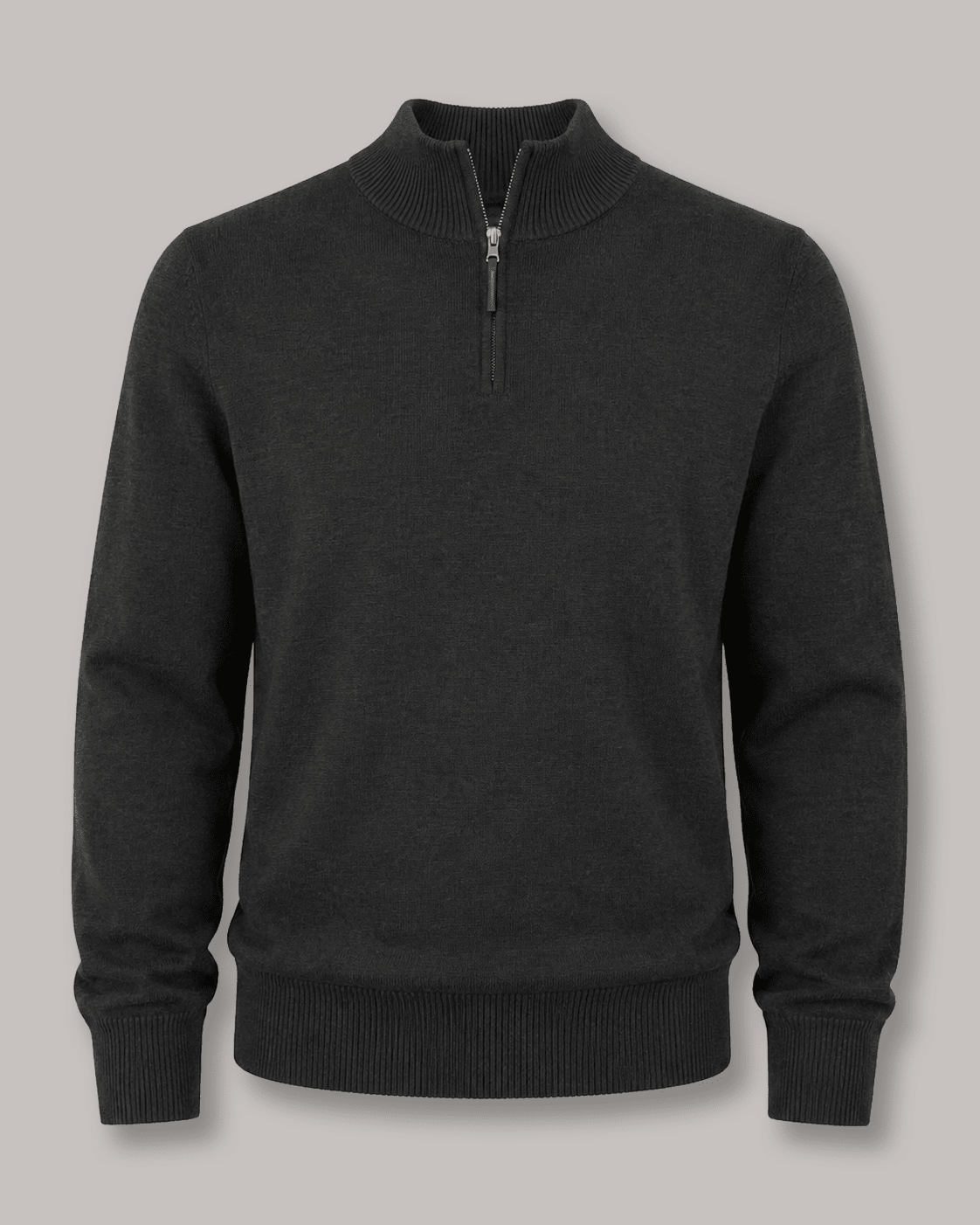 Cotton-Blend Quarter-Zip Sweater - F/X Fusion - Quarter-Zip Sweater - #color_Black