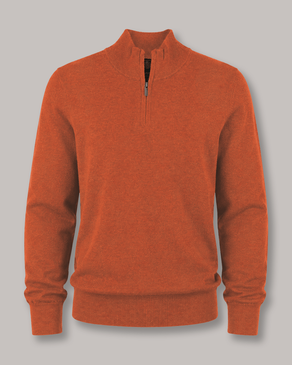 Cotton-Blend Quarter-Zip Sweater - F/X Fusion - Quarter-Zip Sweater - #color_Burnt Orange