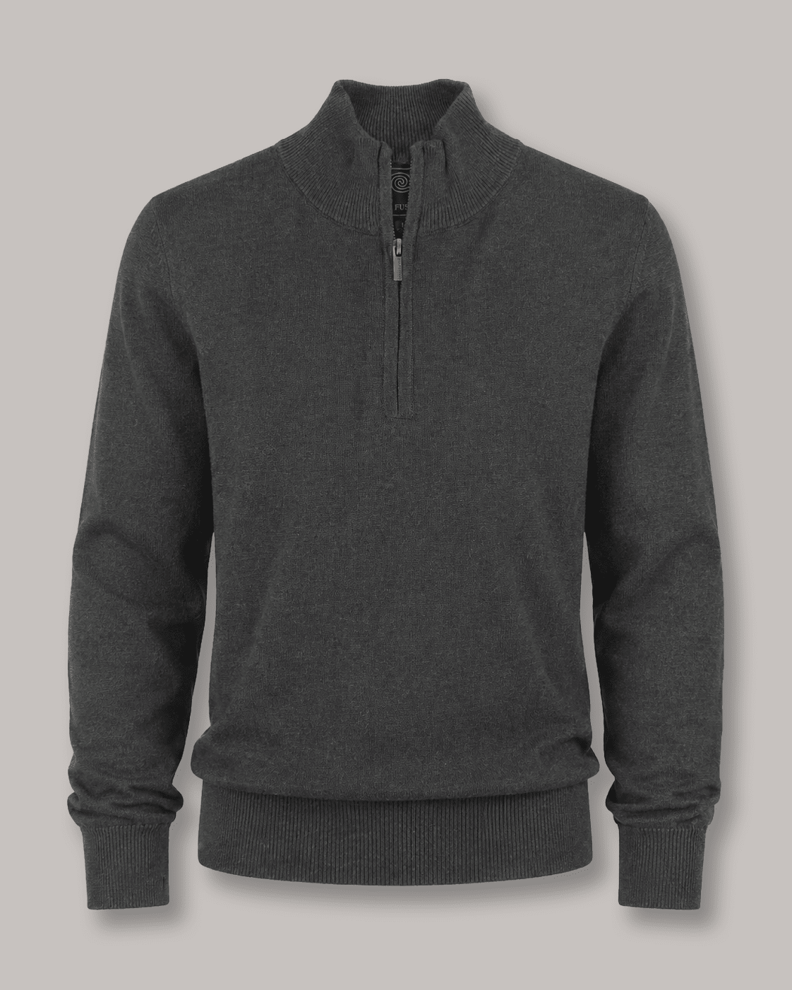 Cotton-Blend Quarter-Zip Sweater - F/X Fusion - Quarter-Zip Sweater - #color_Charcoal Heather