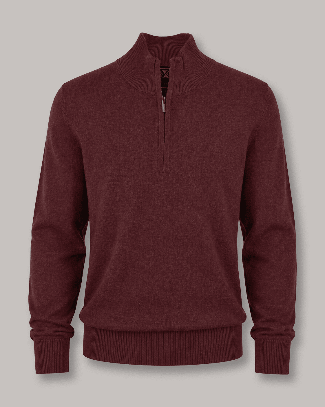 Cotton-Blend Quarter-Zip Sweater - F/X Fusion - Quarter-Zip Sweater - #color_Crimson Heather