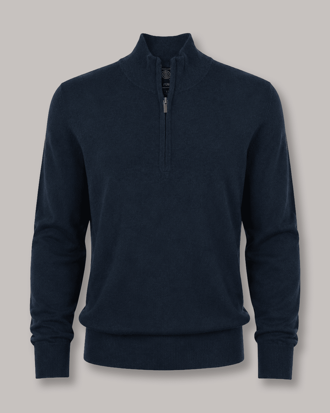 Cotton-Blend Quarter-Zip Sweater - F/X Fusion - Quarter-Zip Sweater - #color_Navy