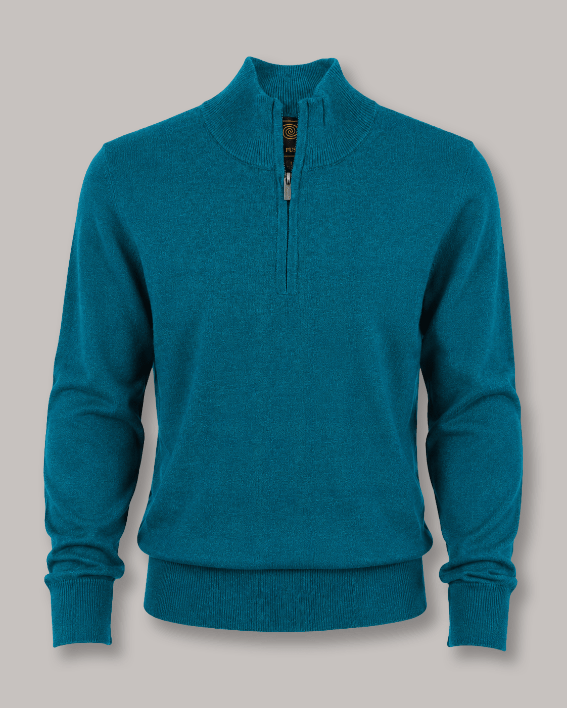 Cotton-Blend Quarter-Zip Sweater - F/X Fusion - Quarter-Zip Sweater - #color_Teal Heather