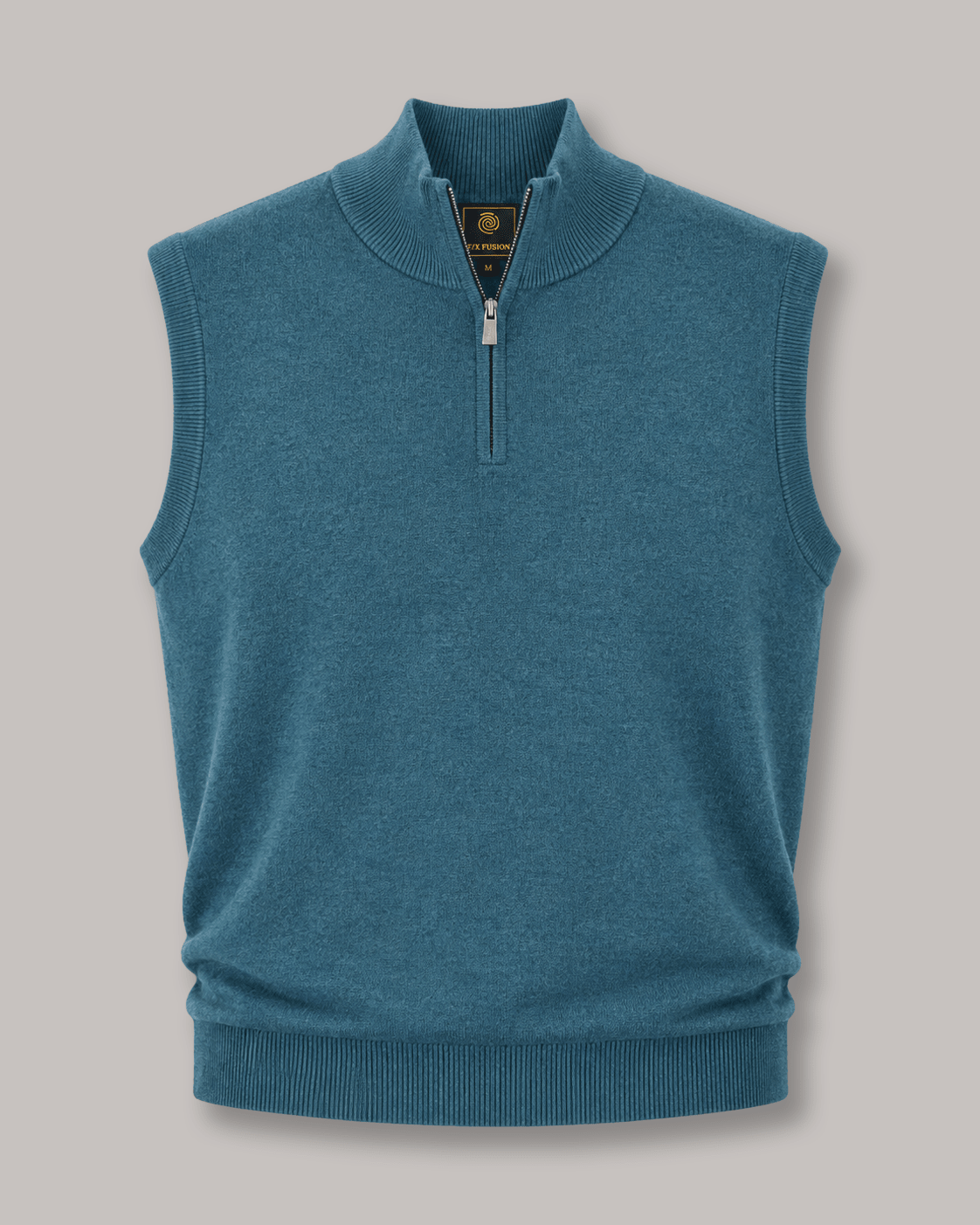 Cotton-Blend Quarter-Zip Vest - F/X Fusion - Quarter-Zip Vest - #color_Mallard Heather